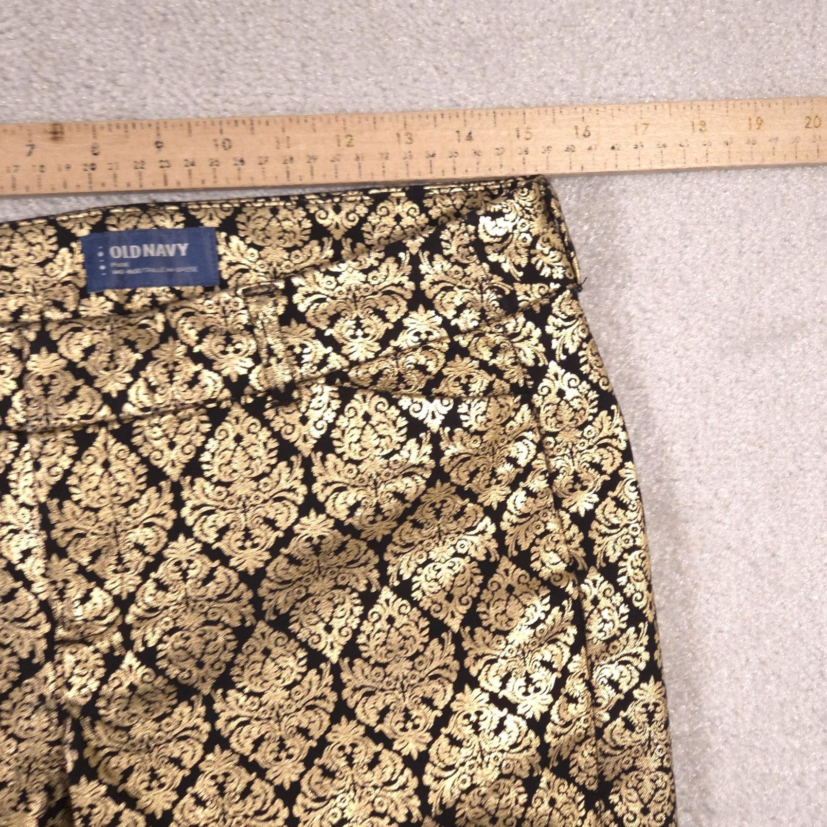 Old Navy Old Navy Pixie Pants Womens 8 Gold Brocade Floral Ankle Slim Stretch Holiday Size 30" / US 8 / IT 44 - 4 Thumbnail