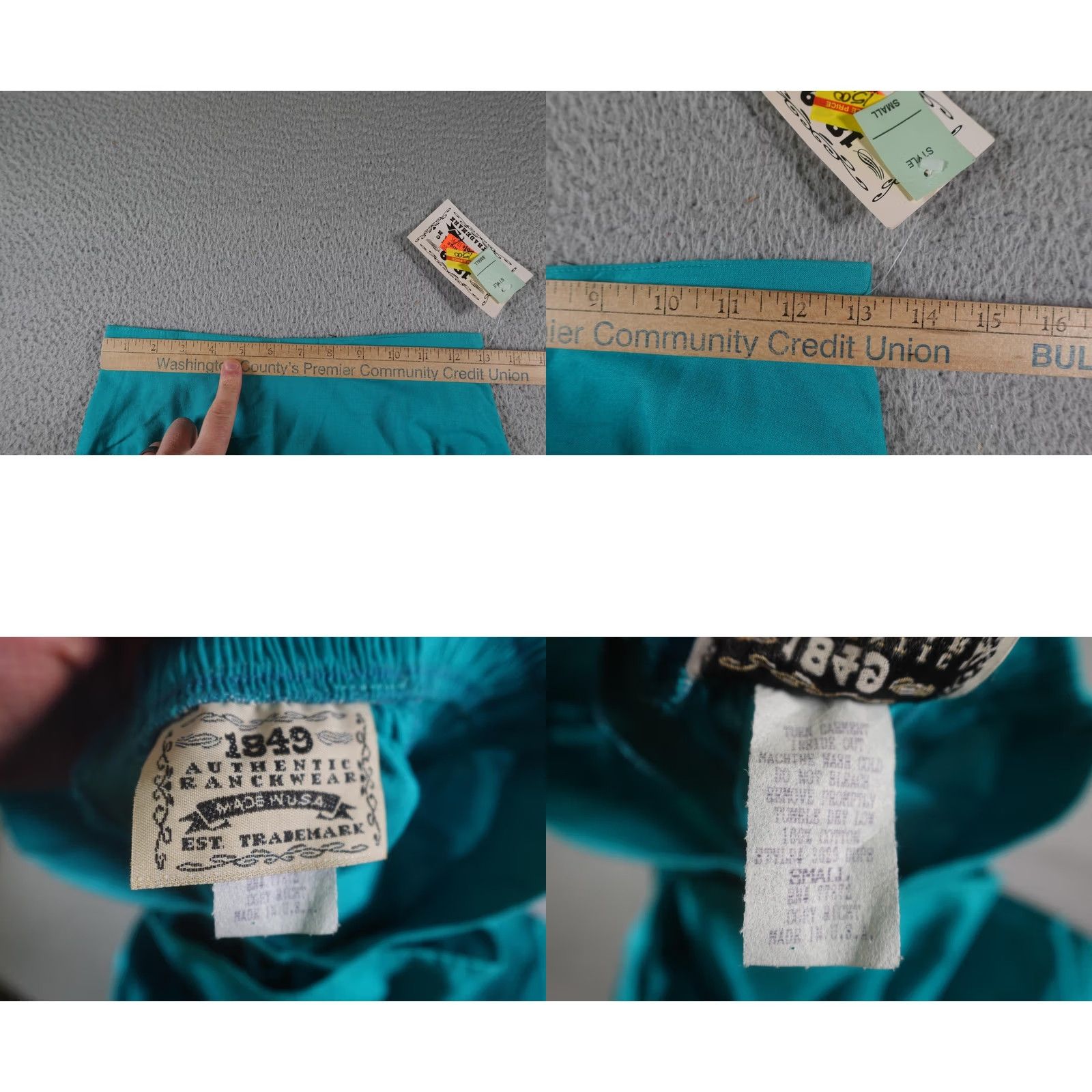 DANCER VINTAGE 1849 Authentic Ranchwear Western Skirt Womens Small Blue Flare Cowgirl Rodeo Square Dance Show Slit Back Zip Elastic Waist Size 28" / US 6 / IT 42 - 8 Thumbnail