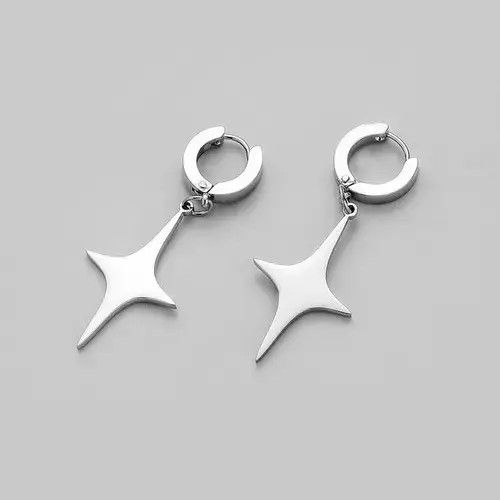 Other Titanium Steel Cross Star Dangle Drop Earrings for Men Size ONE SIZE - 3 Thumbnail