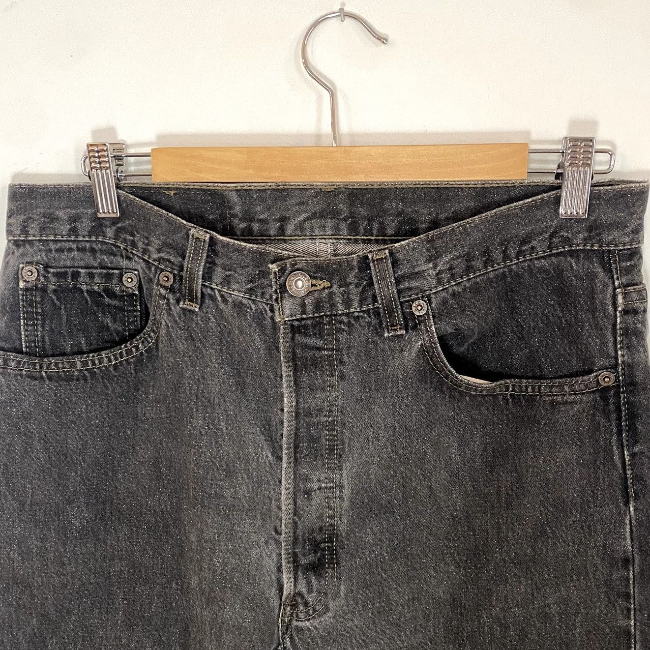 Levi's × Vintage Vintage Levi's 501 Faded Black Denim Jeans Punk Grunge Size US 32 / EU 48 - 3 Thumbnail