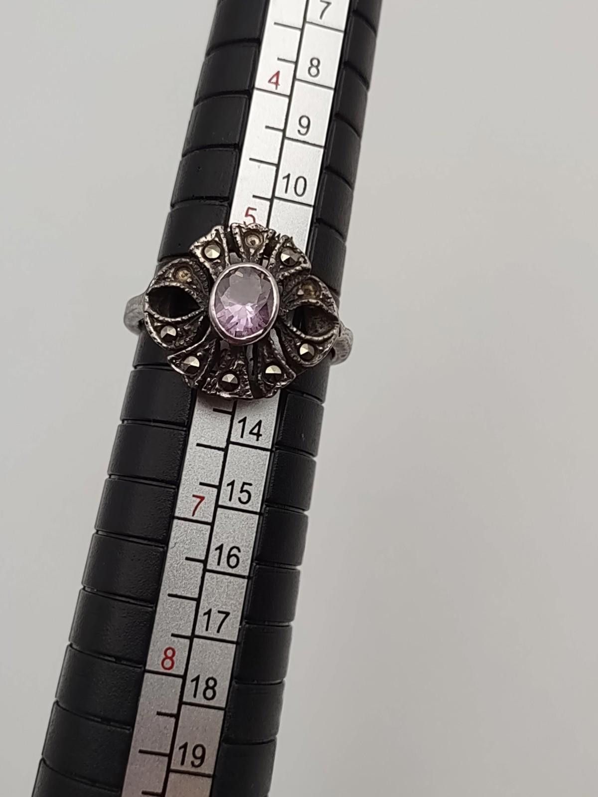 Imaginary Foundation Sterling 925 Amethyst Marcasite Ring Sz 5.75 IMA Size ONE SIZE - 2 Thumbnail