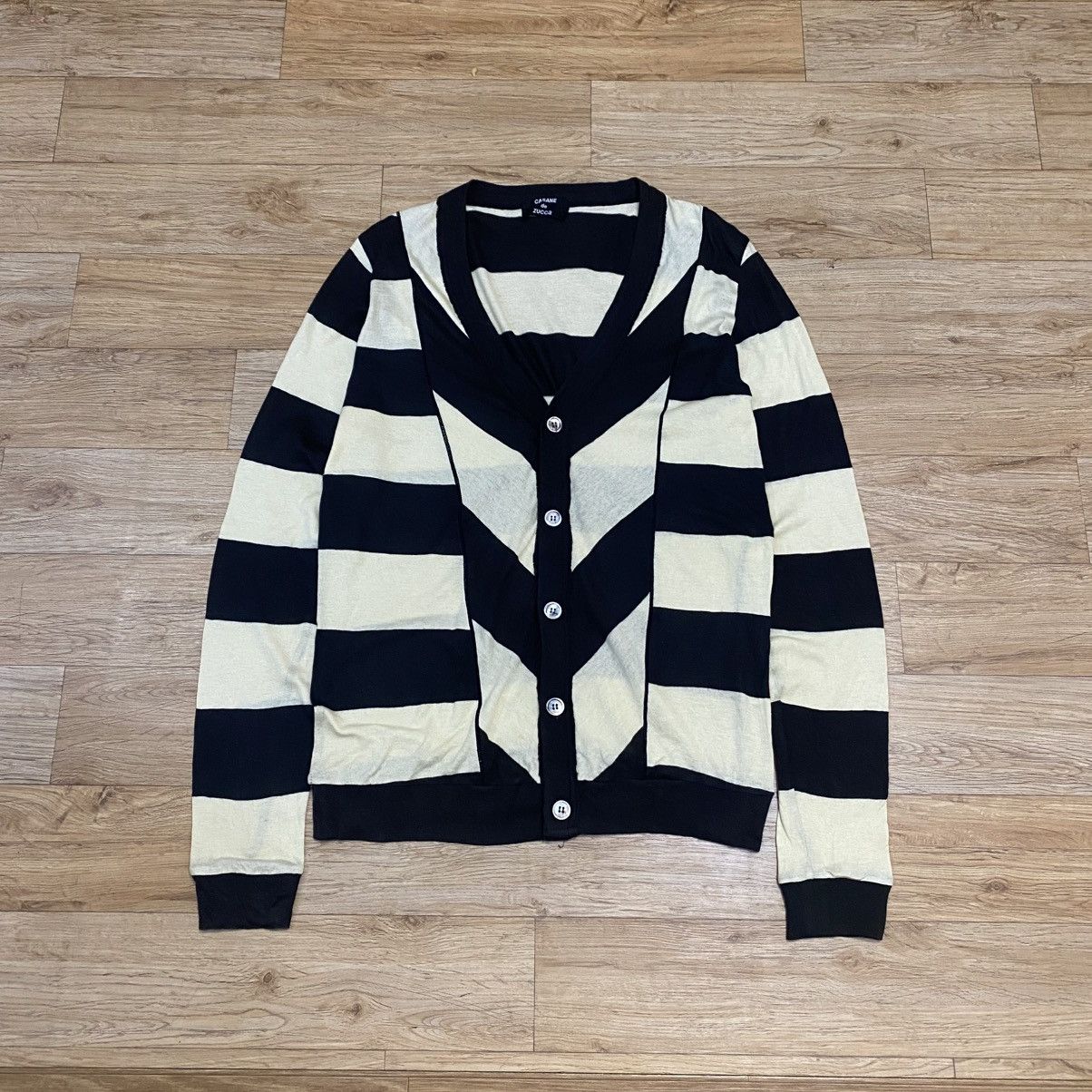 CABANE de ZUCCa 2000s Cabane De Zucca By Issey Miyake Stripe Cardigan Size US M / EU 48-50 / 2 - 1 Thumbnail