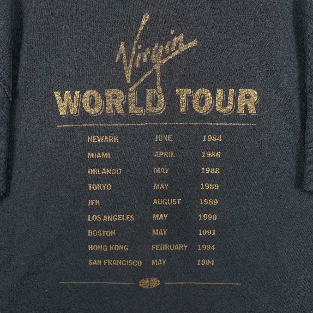 Vintage Vintage 90's VIRGIN Fly Atlantic World Tour Distressed Tee Size US XL / EU 56 / 4 - 6 Thumbnail