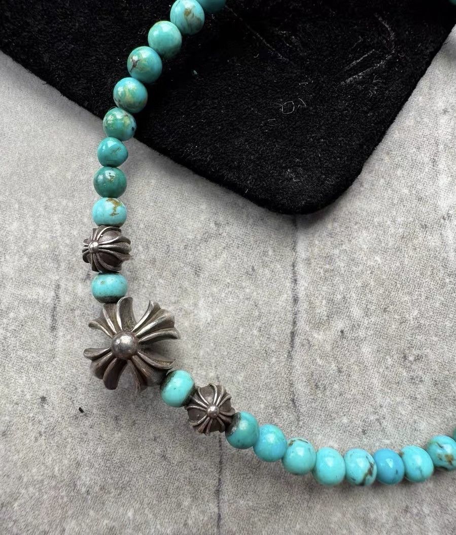 Chrome Hearts Chrome Hearts Four Silver Beads Turquoise Bracelet Size ONE SIZE - 2 Thumbnail