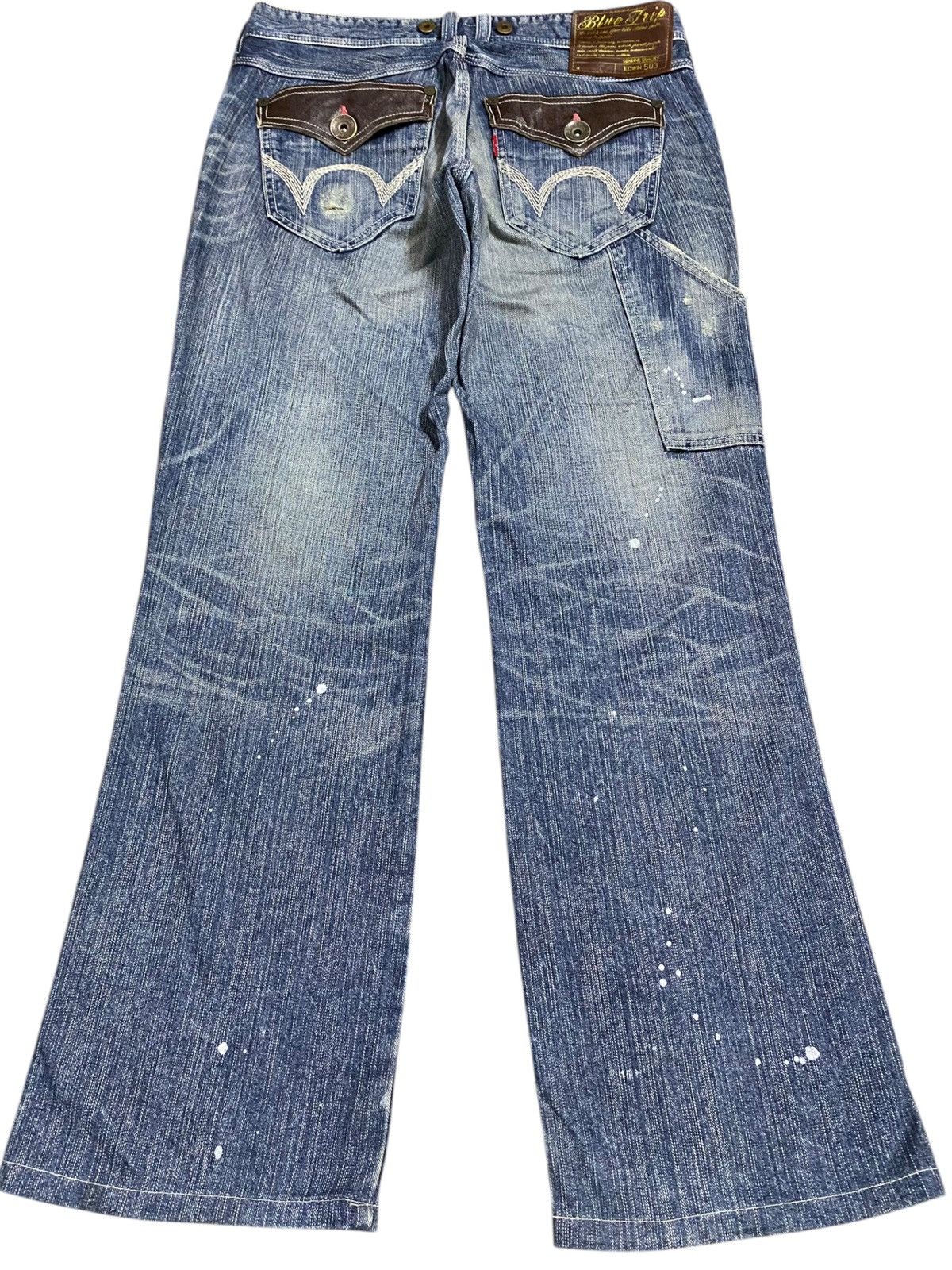 Edwin Vintage Japanese Brands Splatter Distressed Baggy Jeans Size US 35 - 2 Thumbnail