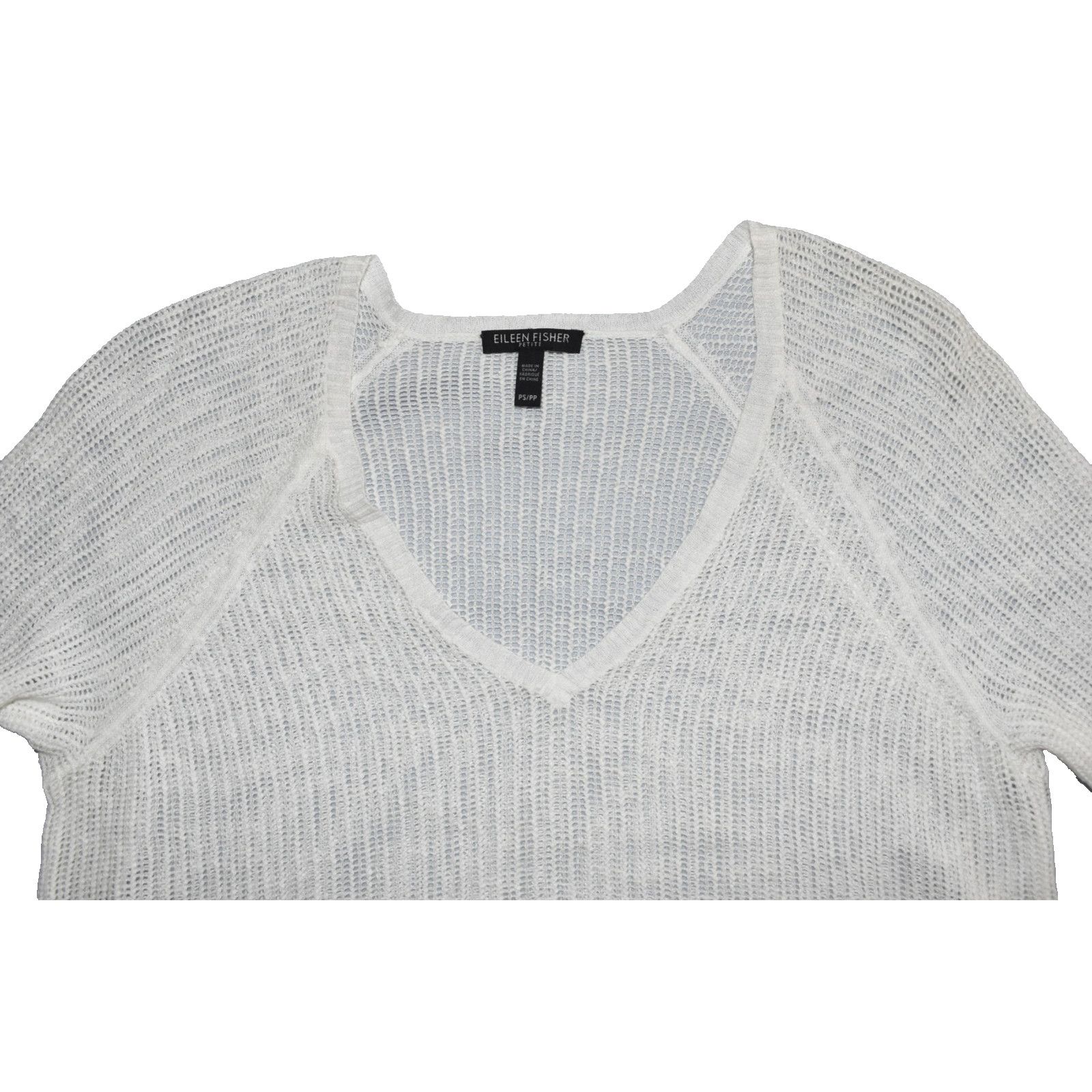 Eileen Fisher EILEEN FISHER White Linen & Cotton Knit Grid Tunic Sz PS Size S / US 4 / IT 40 - 4 Thumbnail