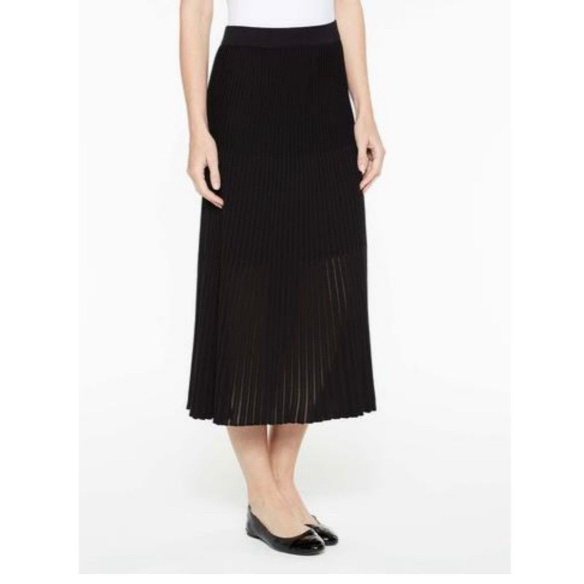 Other Exclusively Misook L Ribbed Pleated Knit Maxi Skirt Black Dr Size 34" / US 12 / IT 48 - 1 Thumbnail