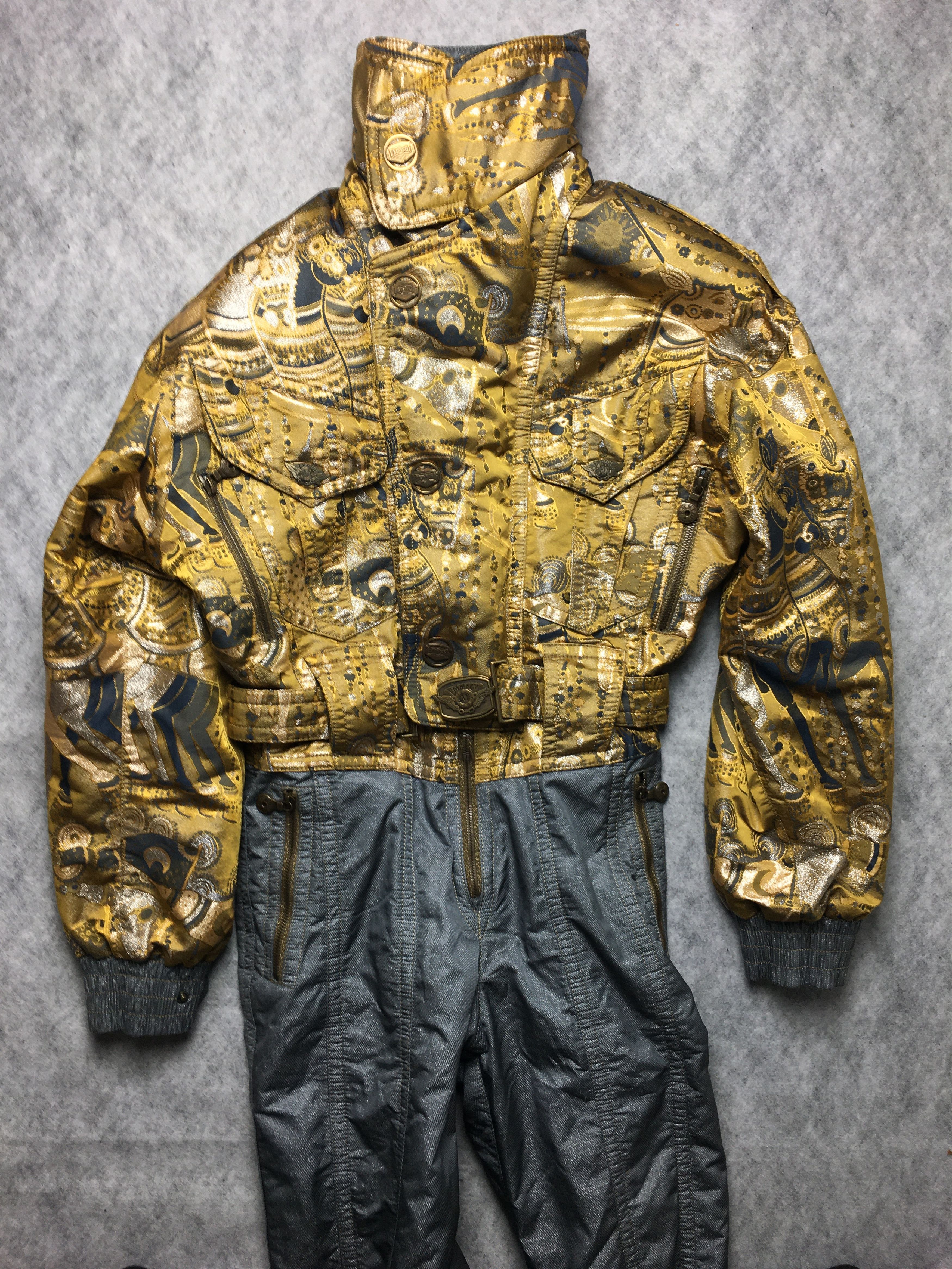 Vintage Rare 80s Vintage EMMEGI Gold One Piece Ski Suit Size 27" / US 4 / IT 40 - 9 Thumbnail