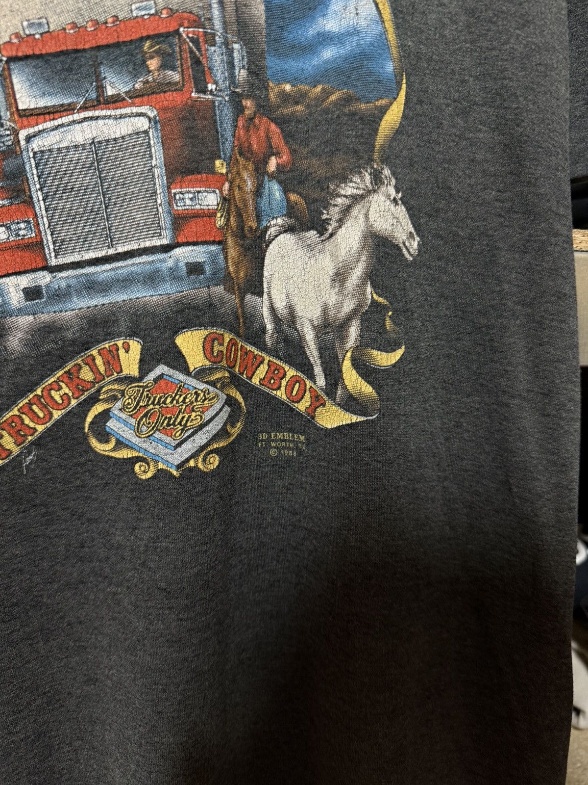 Harley Davidson × Vintage 1988 3D Emblem America’s Pride Truckin Cowboy Truckers Tee Size US M / EU 48-50 / 2 - 4 Thumbnail