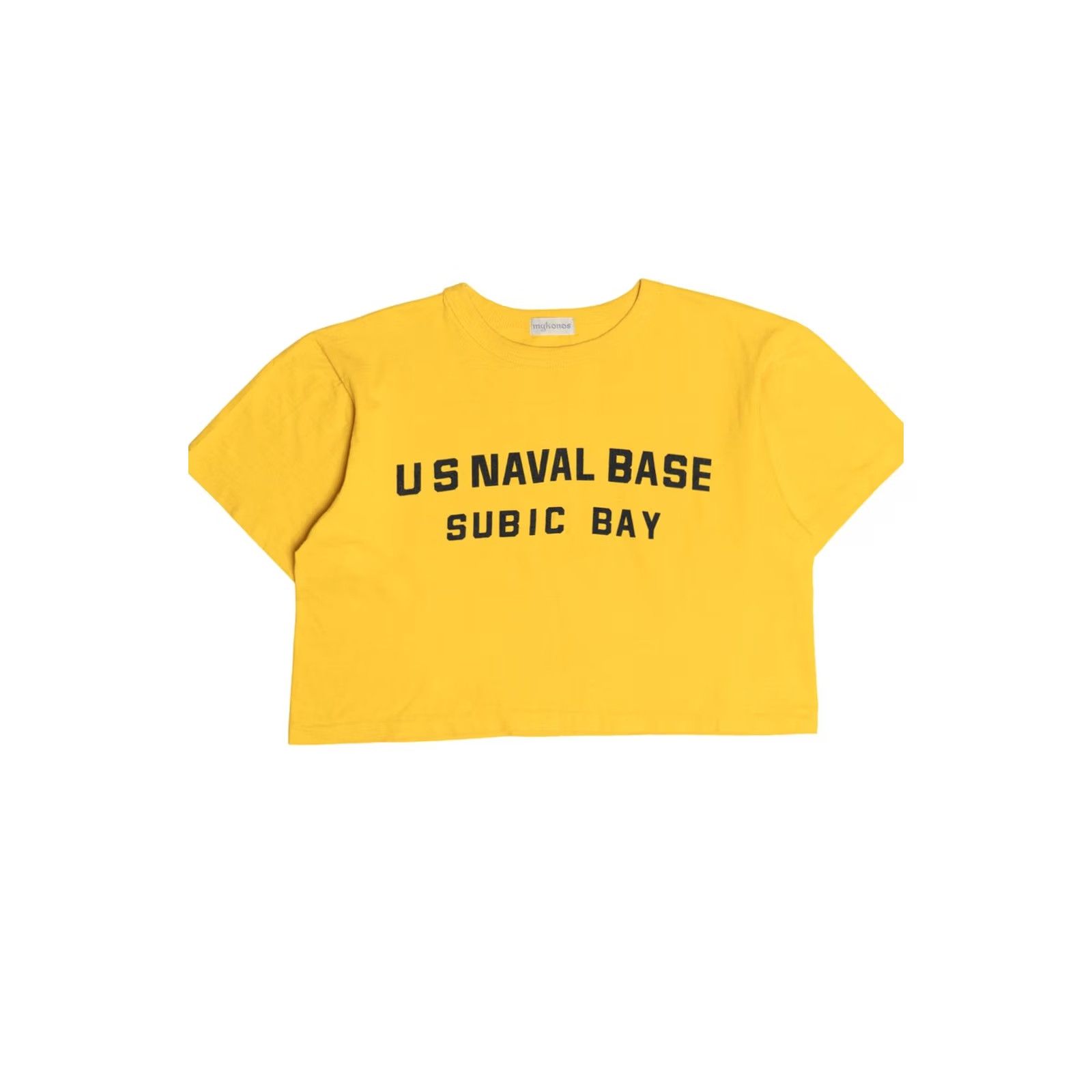 Vintage Vintage US Naval Base Subic Bay Crop Top T-Shirt - Yellow Unisex Adults XL Short Sleeve 1990s Mens Womens Girls Boys Size US XL / EU 56 / 4 - 2 Thumbnail