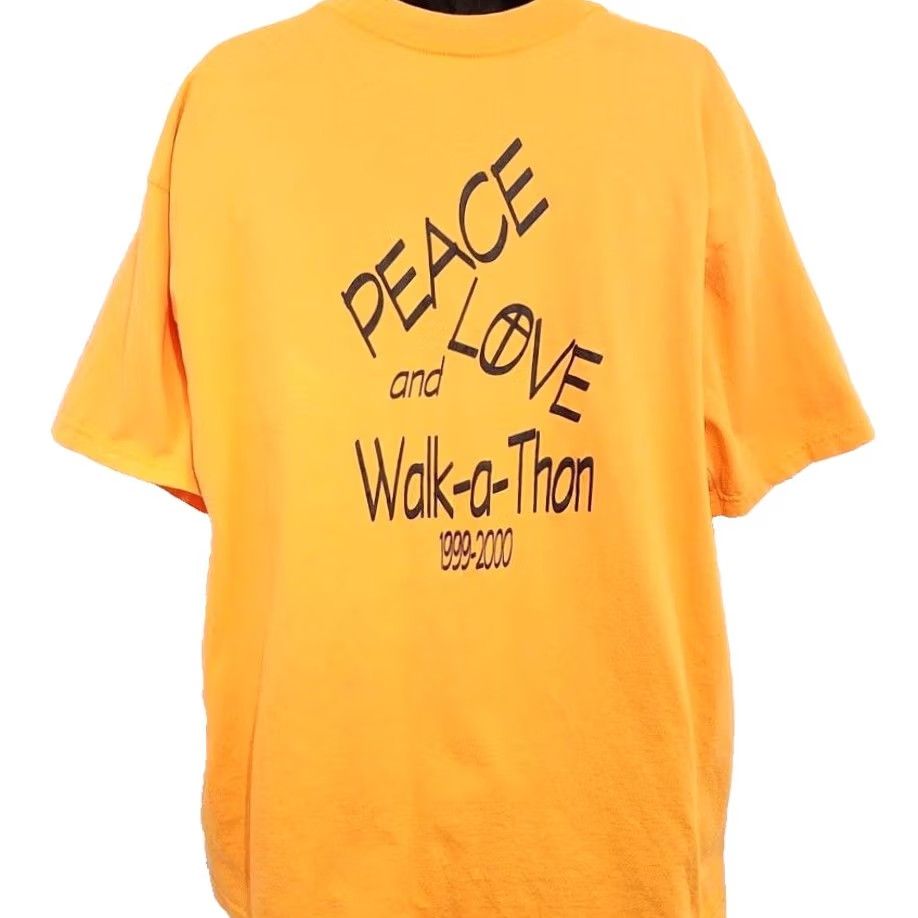 Tultex VINTAGE Jesus Walk A Thon T Shirt Mens 2XL Orange 90s Christian Mountain View Tultex Shirt Short Sleeve Crew Neck Graphic Tee Boys Womens Size US XXL / EU 58 / 5 - 4 Thumbnail