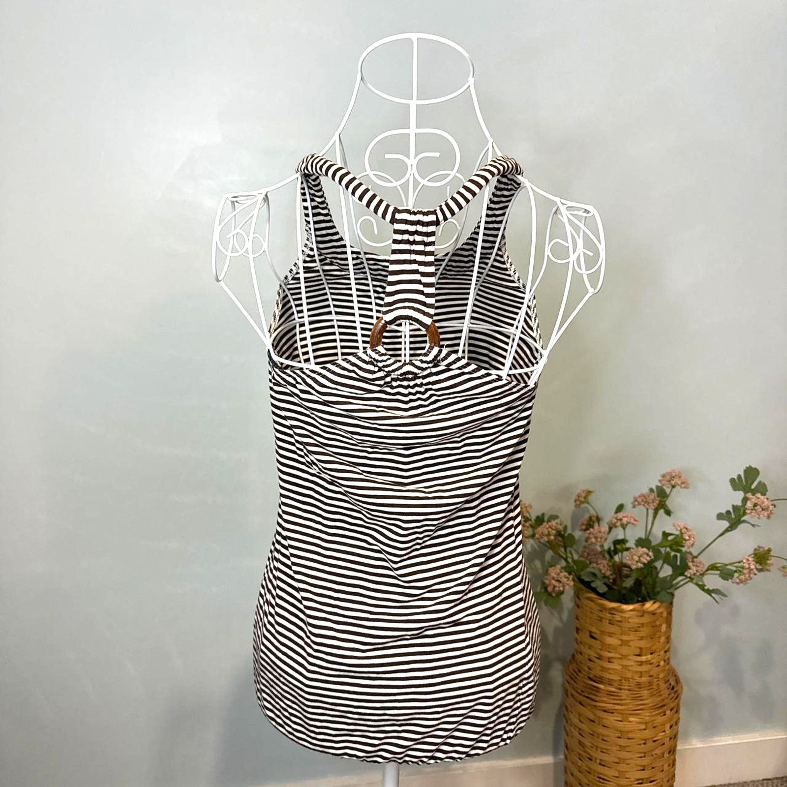 Other Stunning vintage y2k brown striped halter cami ring top Size S / US 4 / IT 40 - 2 Thumbnail