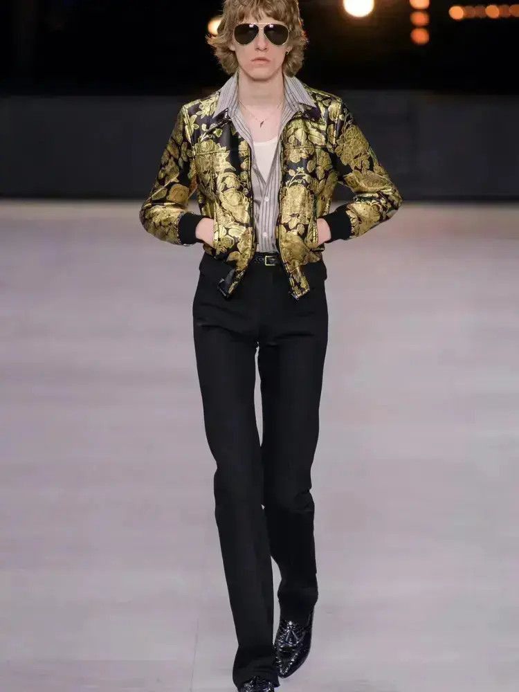 Celine Sz 46 Celine 20SS Runway Flower Pattern Leather Jacket Size US S / EU 44-46 / 1 - 6 Thumbnail