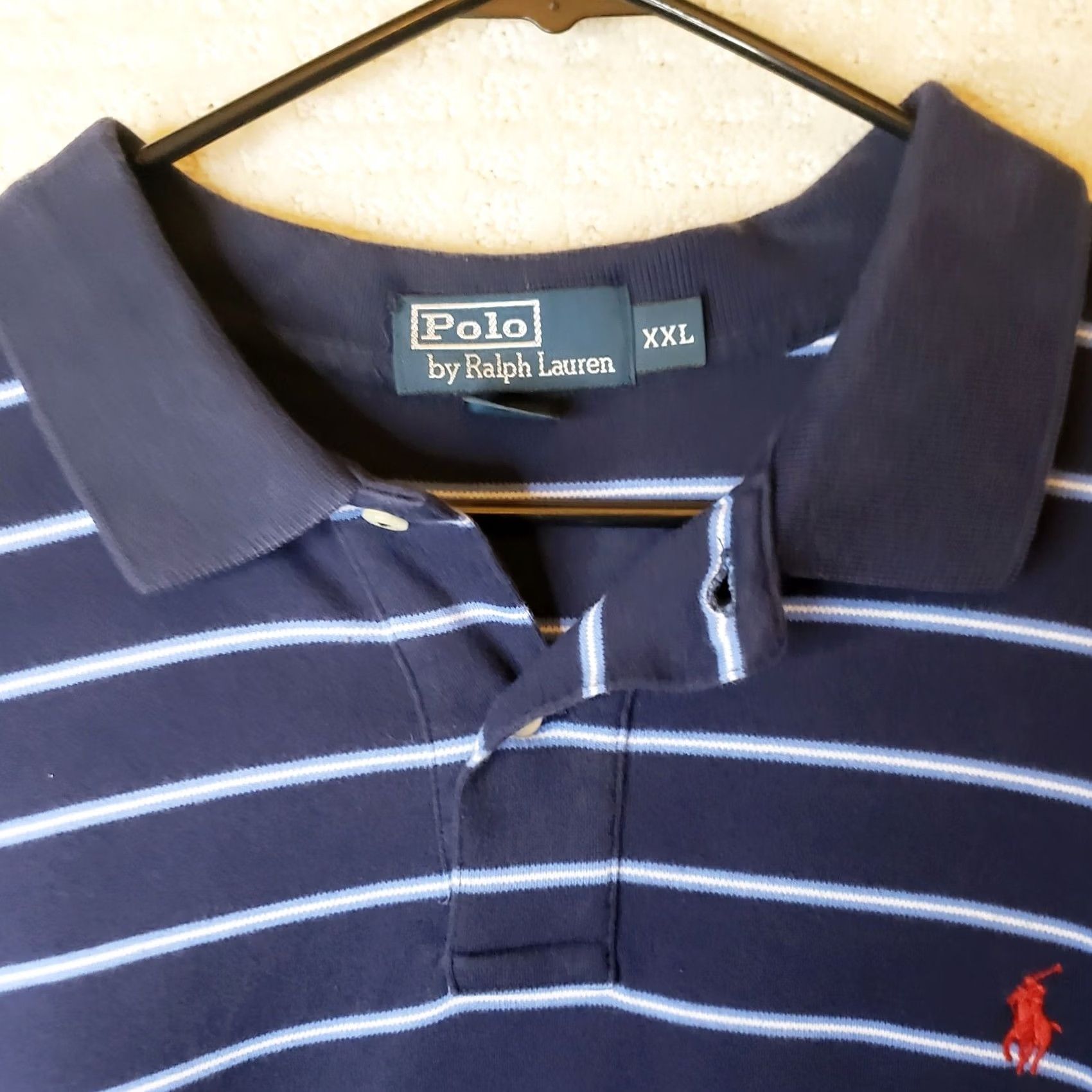 Polo Ralph Lauren Polo Ralph Lauren Shirt Men's 2XL Blue Striped Short Sleeve Collared Logo Polo Shirt Size US XXL / EU 58 / 5 - 5 Thumbnail