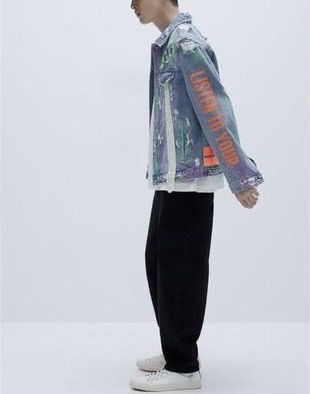 Zara Zara Distressed Denim Trucker Painted Jacket M Size Size US M / EU 48-50 / 2 - 8 Thumbnail
