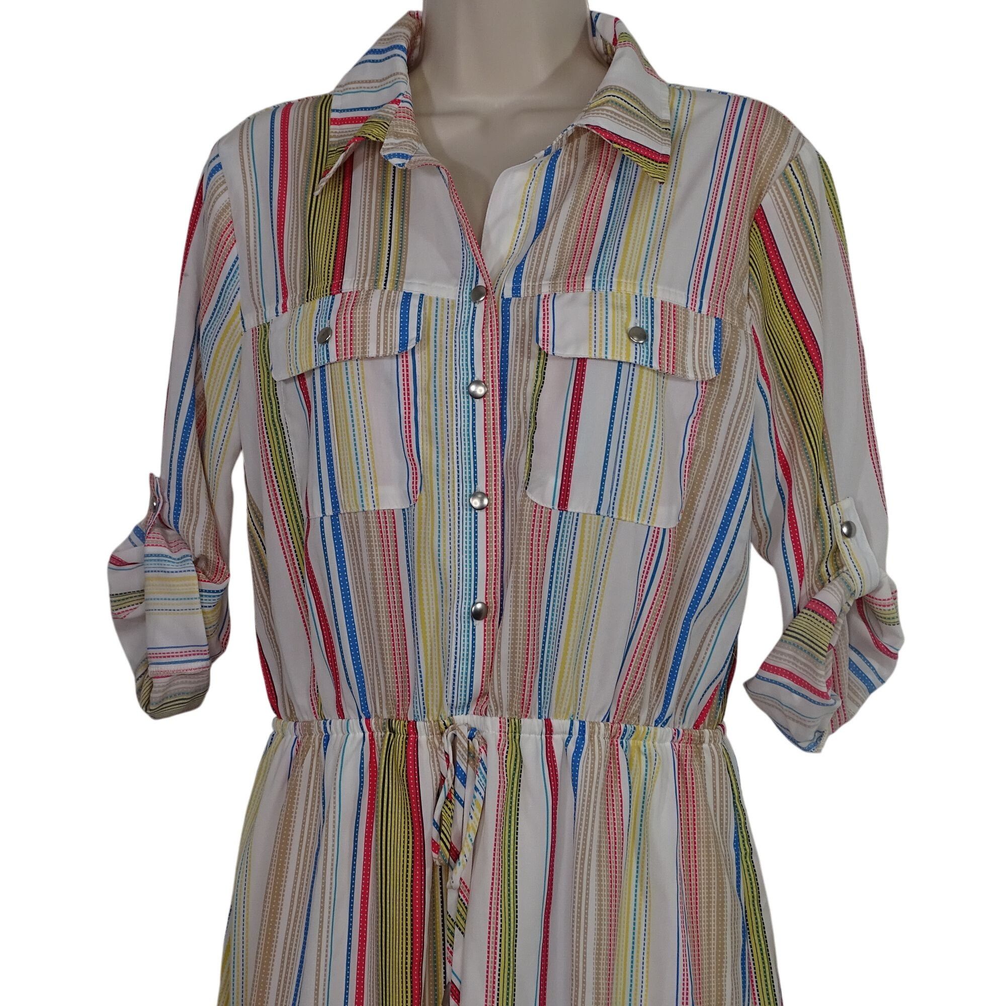 Other Bebop Striped Button Bodice Shirt Dress Women Size L Size L / US 10 / IT 46 - 2 Thumbnail