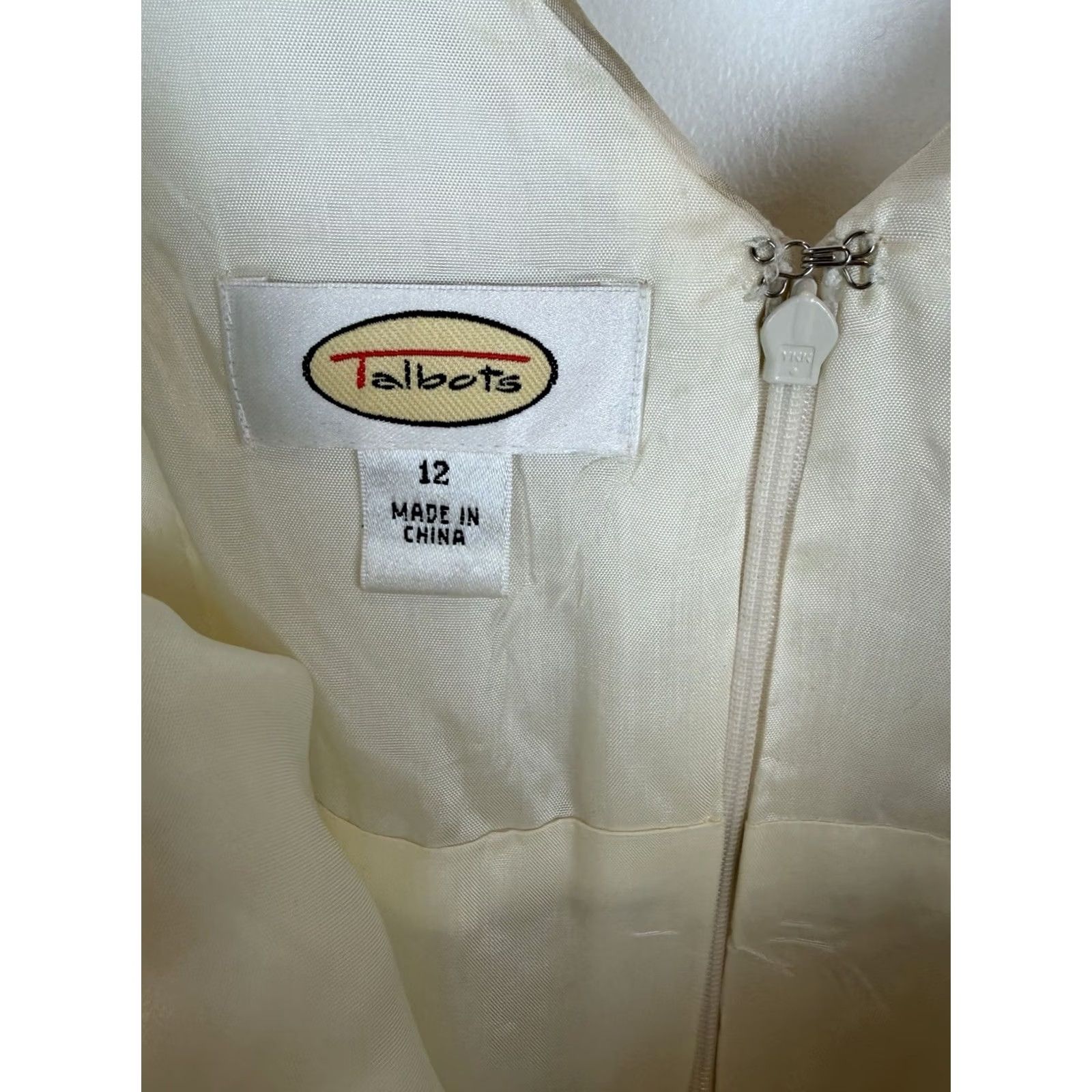 Talbots VINTAGE Talbots Floral Midi Dress Womens 12 Ivory Zip Round Neck Short Sleeve Side Slit Sheath 80s 90s Classic Size XL / US 12-14 / IT 48-50 - 3 Thumbnail