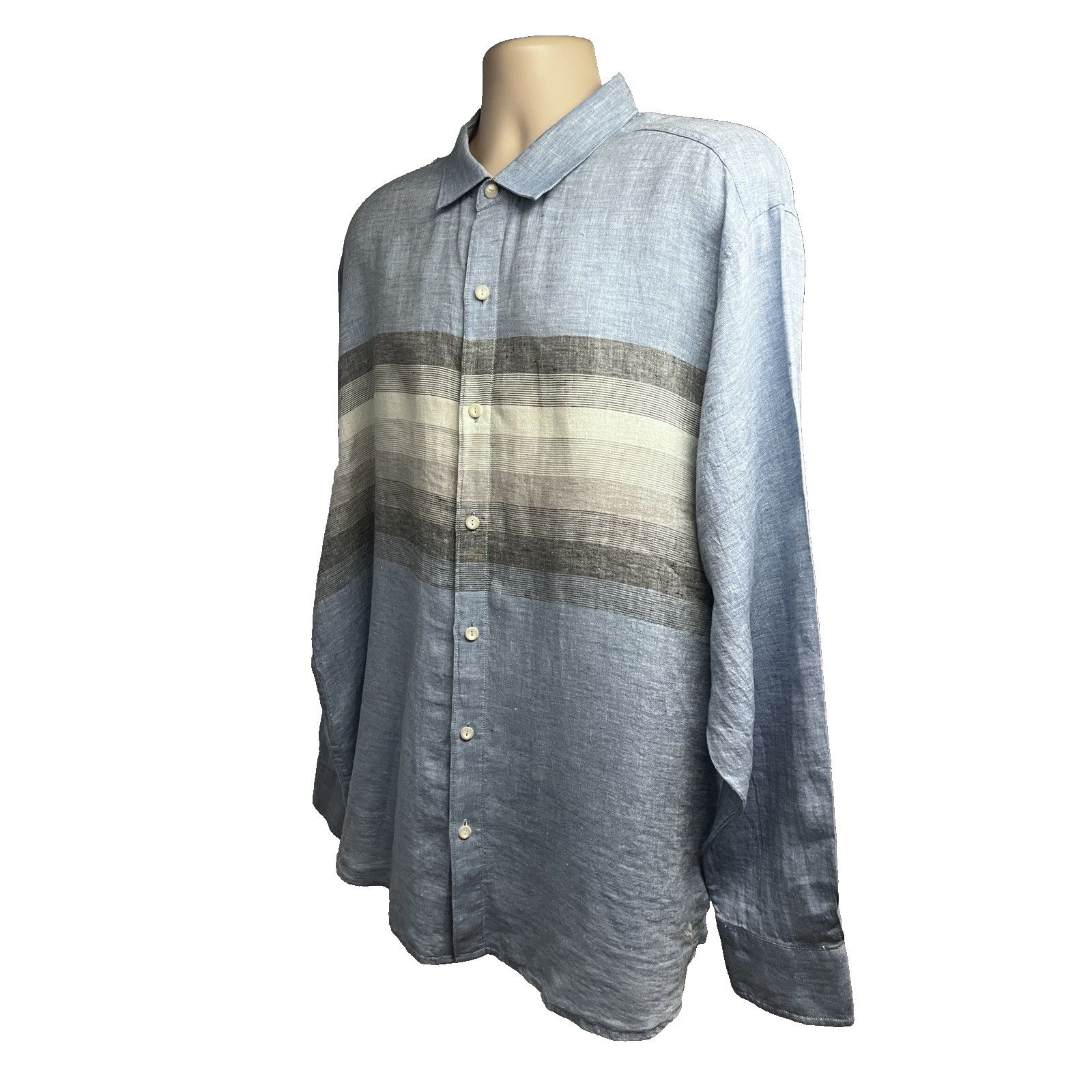 Tommy Bahama Tommy Bahama Blue Stripe Embroider Linen Button Shirt 2XL Size US XXL / EU 58 / 5 - 3 Thumbnail