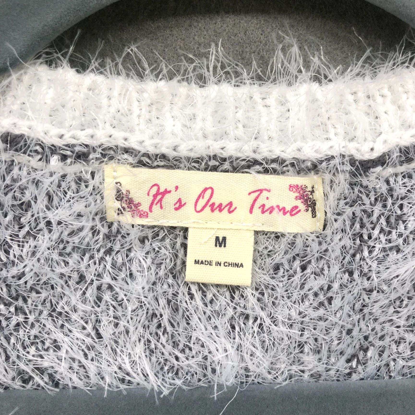 Vintage It's Our Time Women's M Fuzzy Black White Plaid Crewneck Sweater Casual Long Sleeve Stretch Retro Size M / US 6-8 / IT 42-44 - 7 Thumbnail