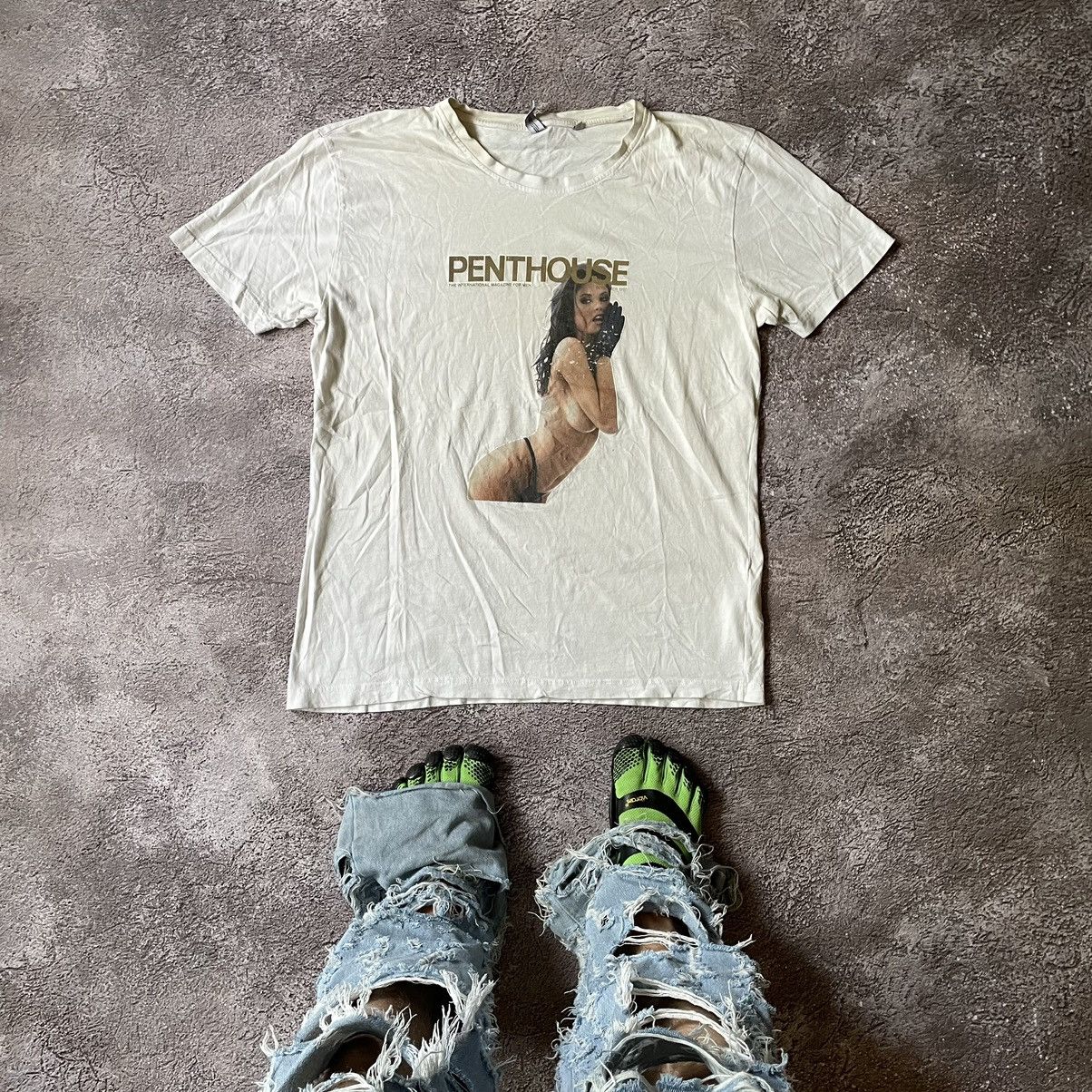 Vintage Vintage Y2K Penthouse Graphic Tee Cream Grunge Oversized M Size US M / EU 48-50 / 2 - 3 Thumbnail
