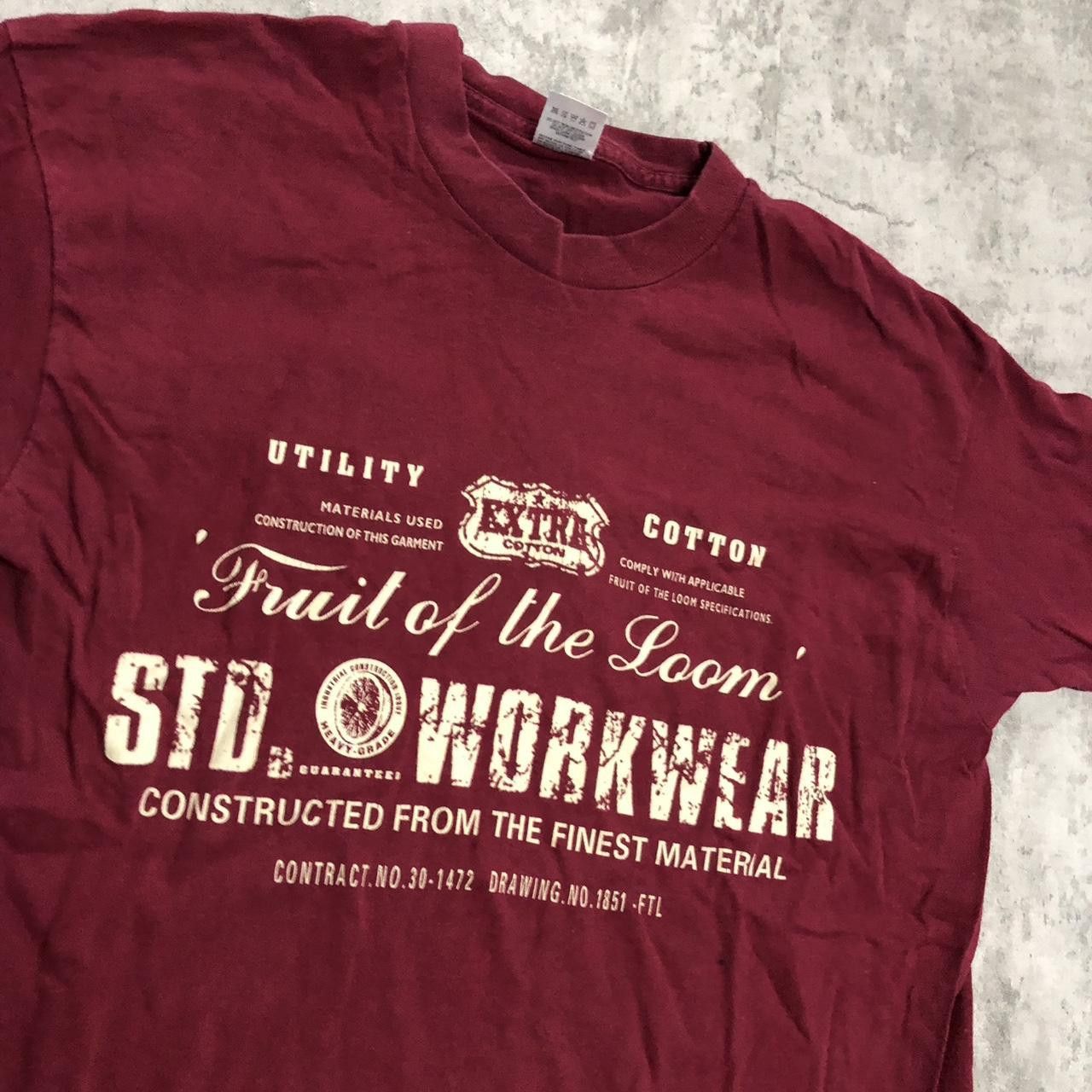 Fruit Of The Loom Burgundy and white vintage 90s workwear tee workwear Size US L / EU 52-54 / 3 - 2 Thumbnail