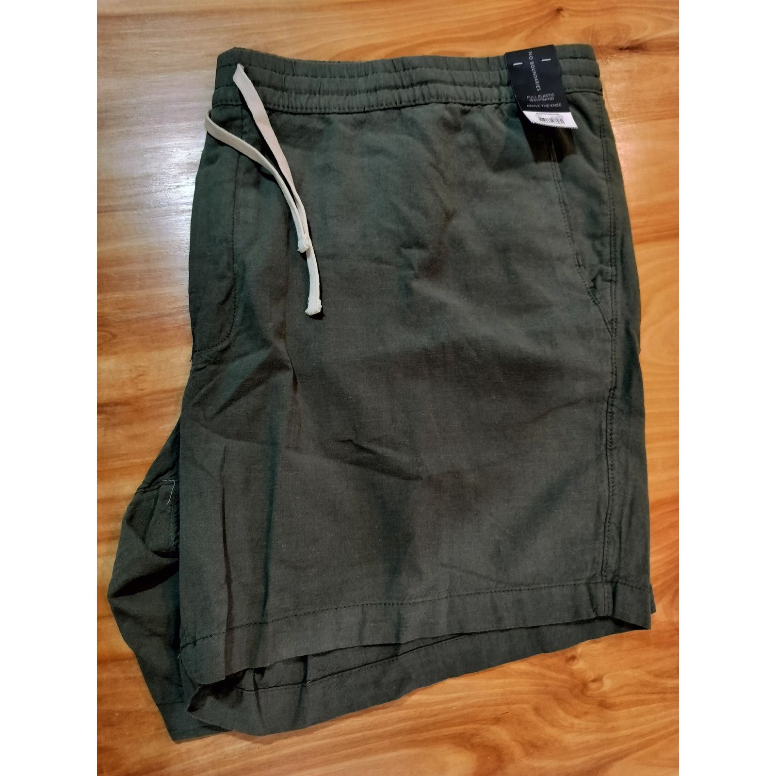 Other No Boundaries Green Cotton Linen Drawstring Shorts 3XL Size US 44 / EU 60 - 6 Thumbnail