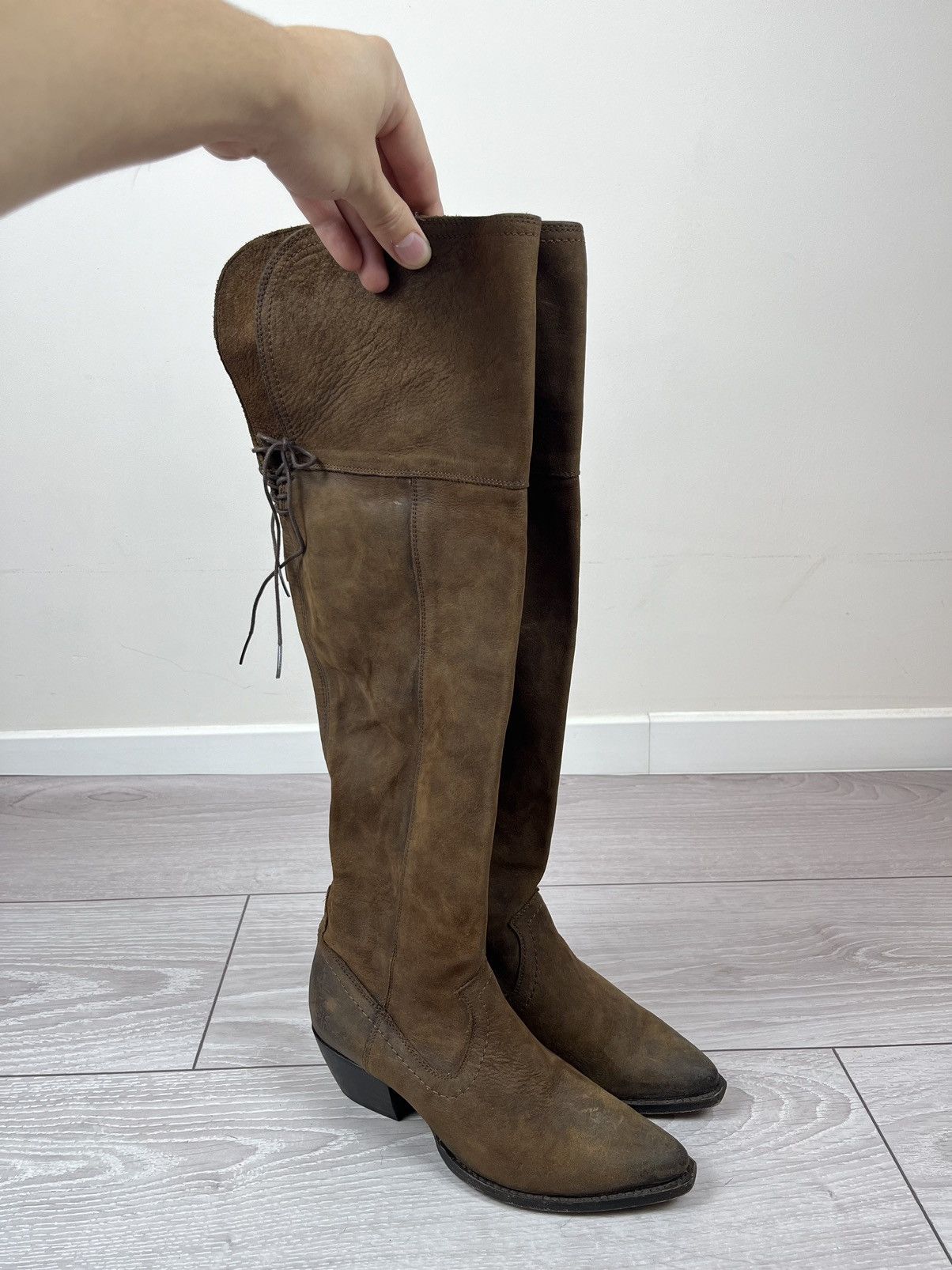 Frye Frye USA Brown Suede High Knee Rancho Womens Boots Size US 7.5 / IT 37.5 - 4 Thumbnail