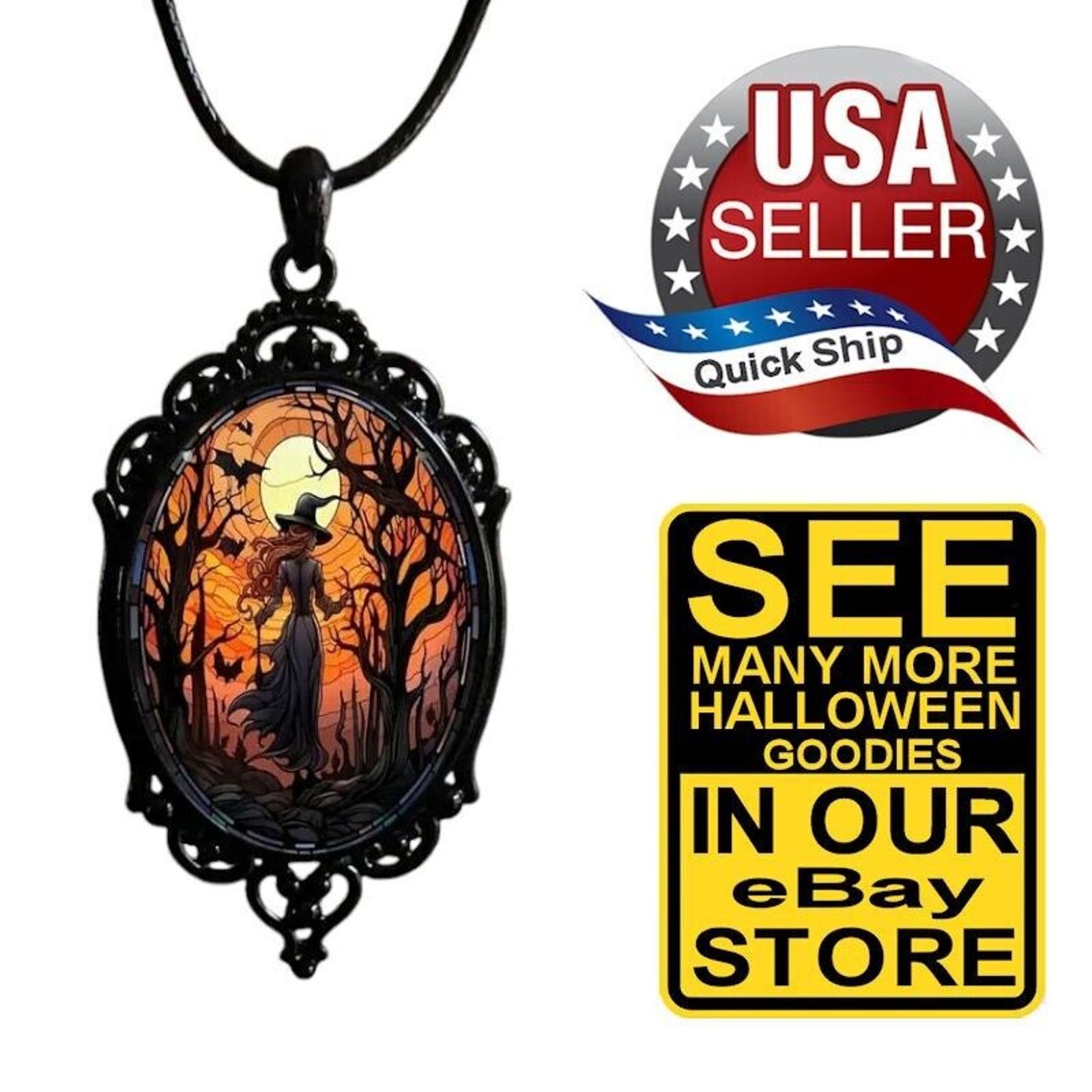 Other Witch Design Vintage Gothic Halloween Style Pendant Necklace Size ONE SIZE - 1 Thumbnail