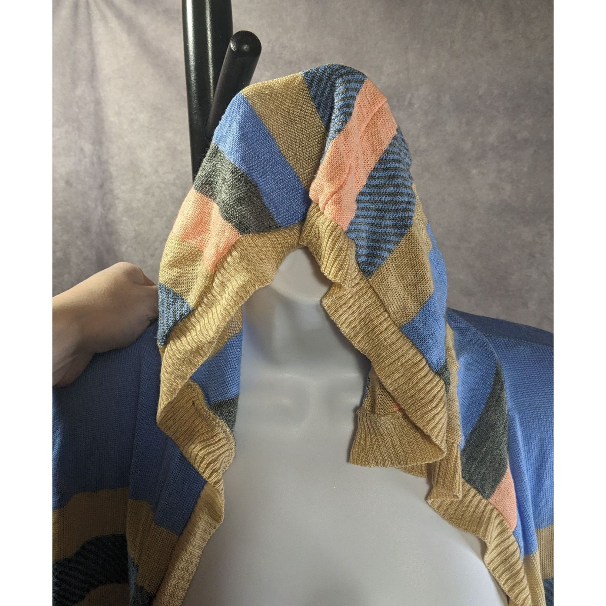 Other Say What? Southwestern Open Front Hooded Cardigan Striped Kn Size S / US 4 / IT 40 - 10 Thumbnail