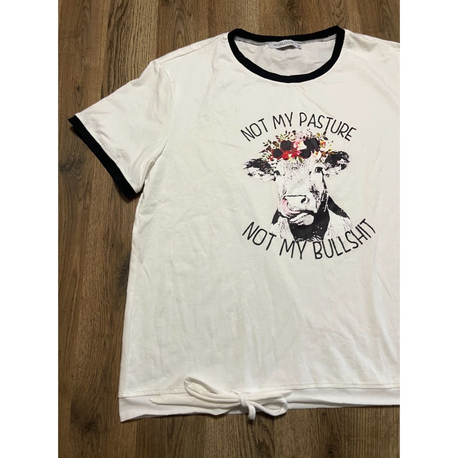 Vintage VINTAGE MissLook Shirt Womens 2XL White Black Not My Pasture Not my Bullshit COW Shirt Mens? Size XXL / US 16-18 / IT 52-54 - 3 Thumbnail