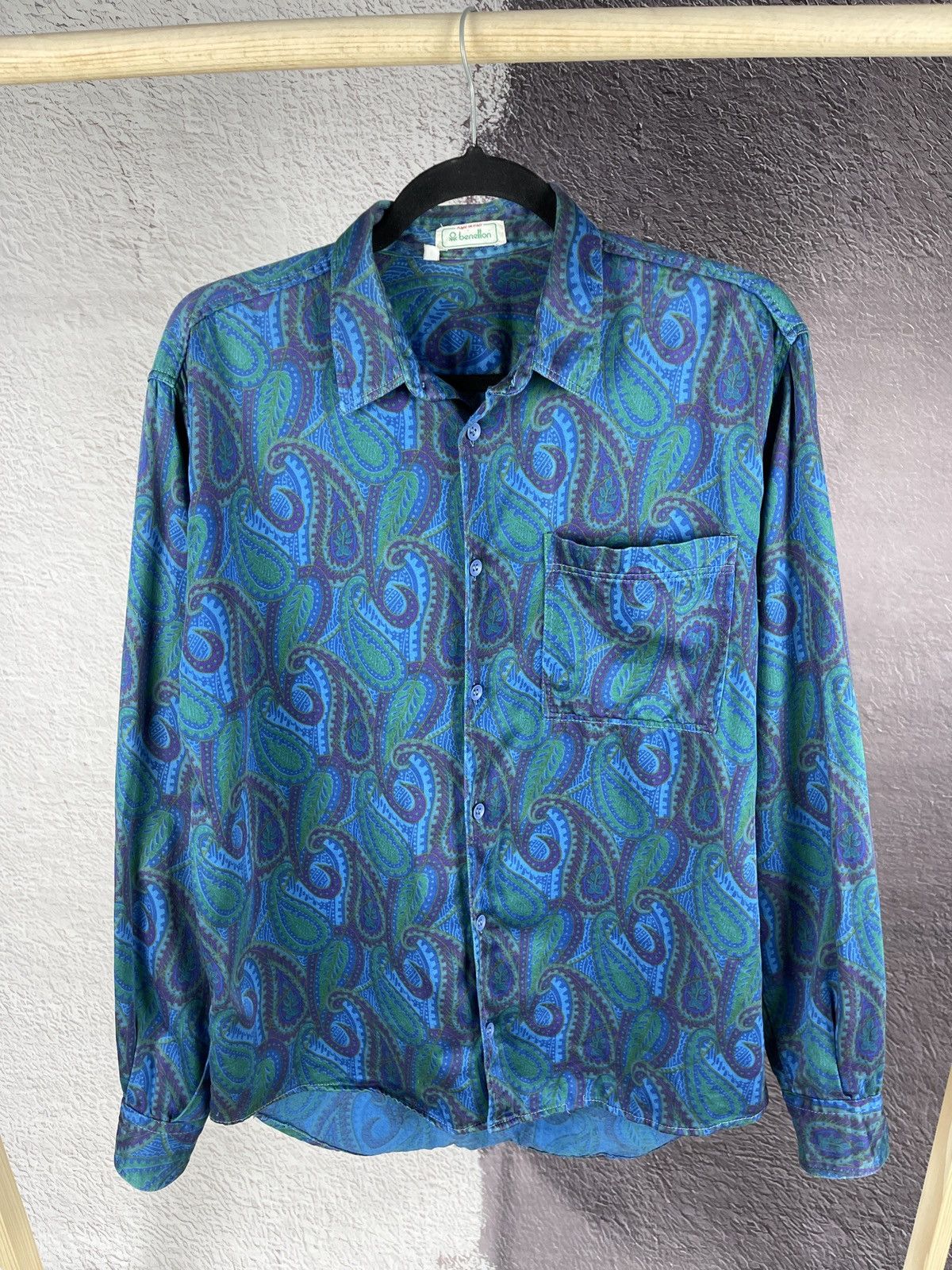 Benetton Benetton vintage 80s 90s paisley pattern made in Italy shirt Size US M / EU 48-50 / 2 - 2 Thumbnail