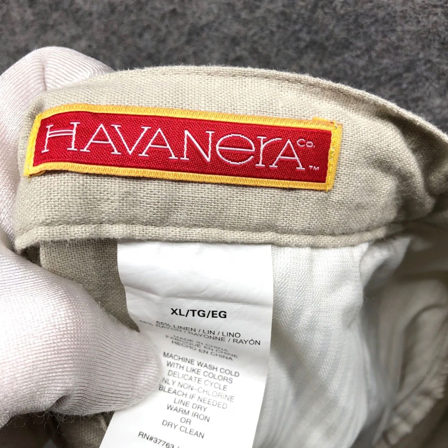 Vintage Havanera Pants Mens XL Beige Cotton Linen Straight Leg Drawstring Resort Size US 36 / EU 52 - 3 Thumbnail