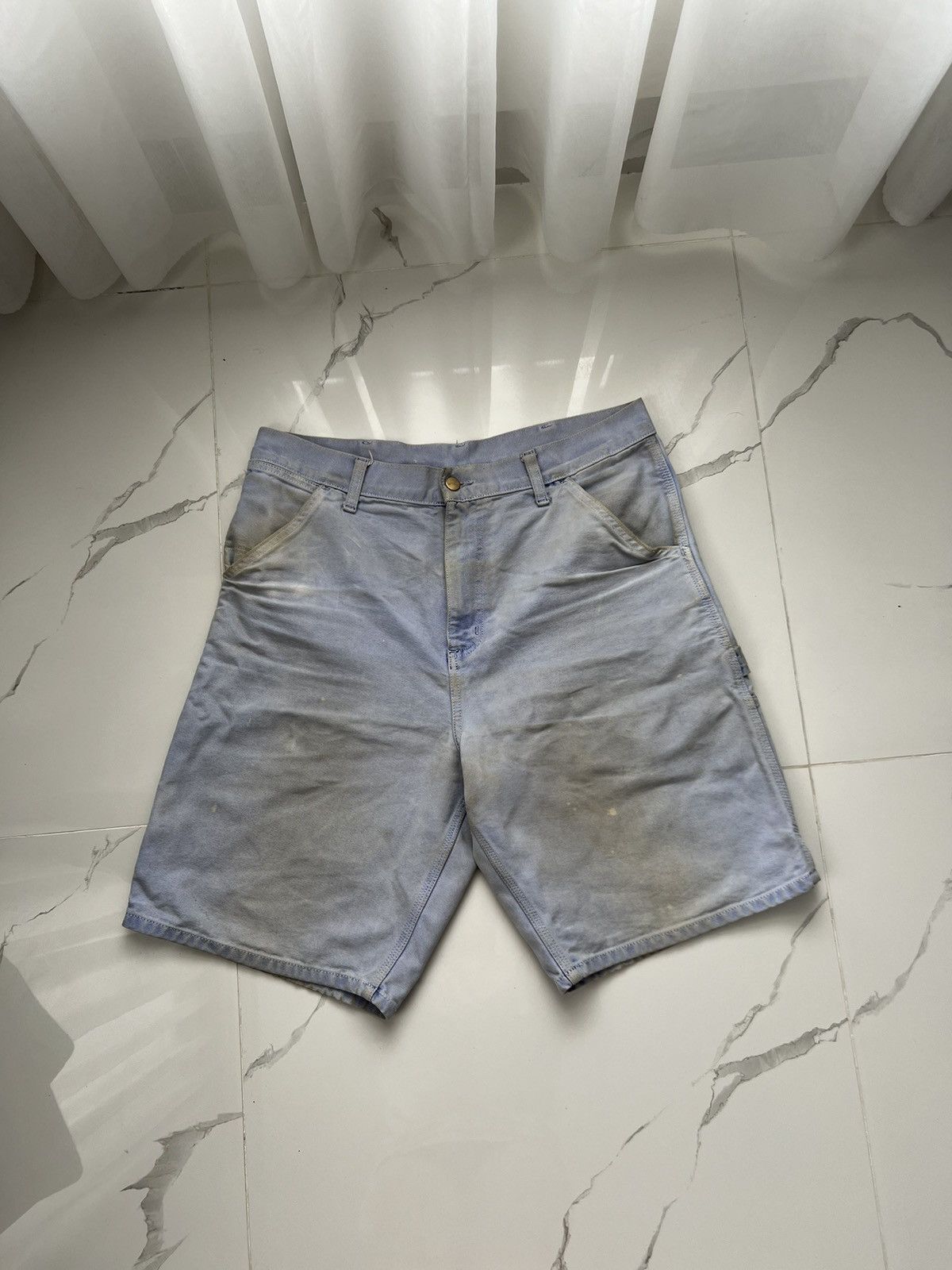 Carhartt × Vintage 90’s CARHARTT SIGNLE KNEE SHORTS DISTRESSED THRASHED Y2K Size US 34 / EU 50 - 2 Thumbnail