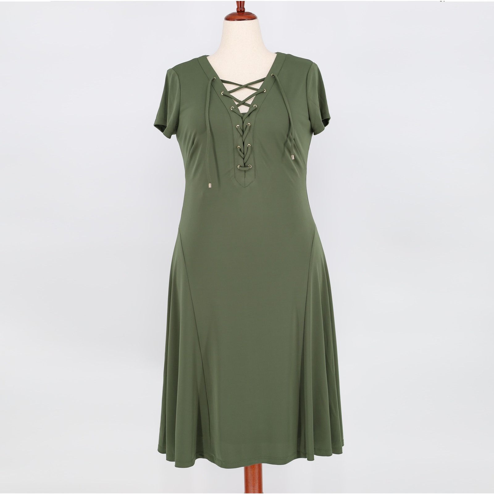 Ralph Lauren Lauren Ralph Lauren Women Olive Lace-Up Midi Dress Size 10 Size L / US 10 / IT 46 - 3 Thumbnail