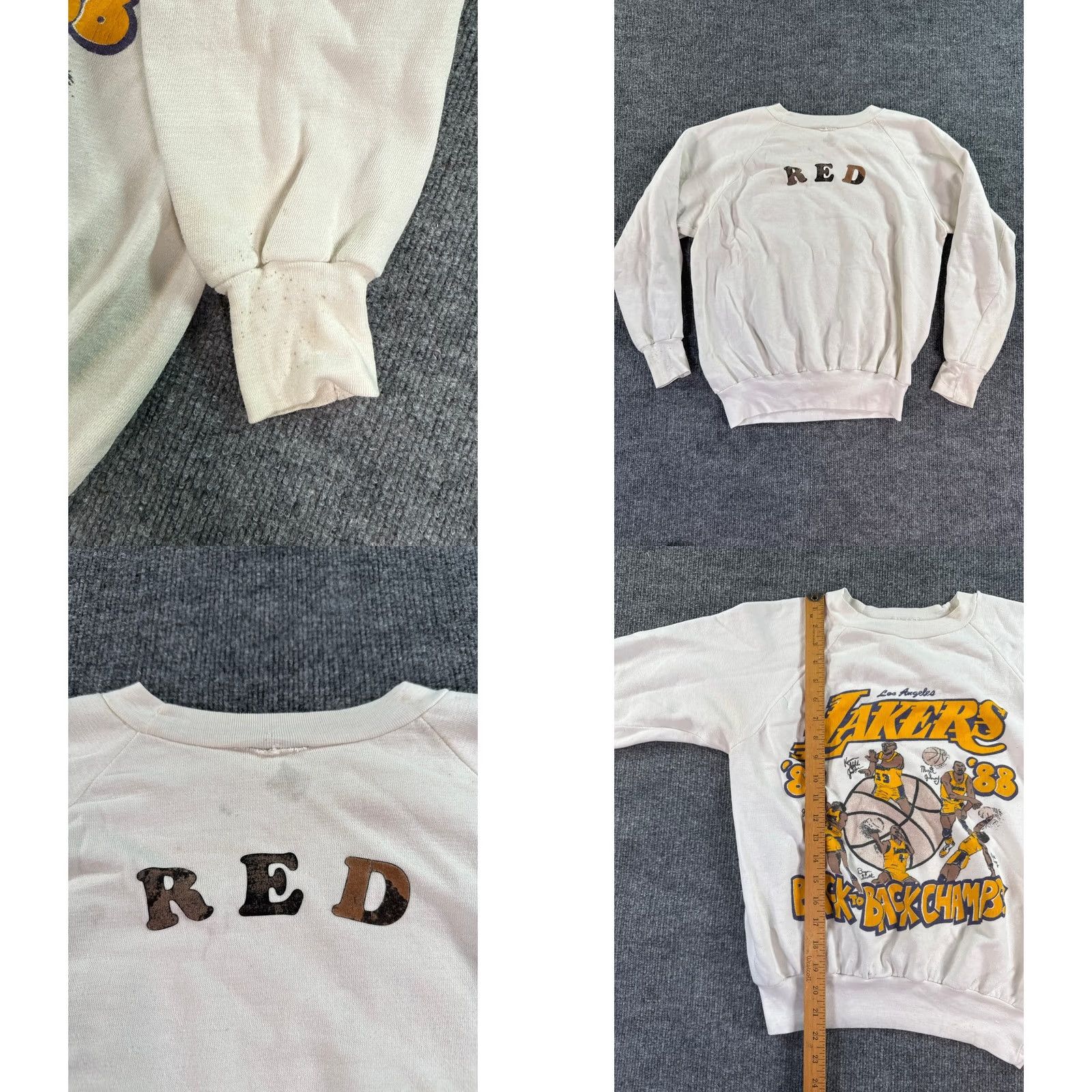 Vintage VINTAGE LA Lakers Sweatshirt Mens Small White 80s Back to Back Champs Graphic Size US S / EU 44-46 / 1 - 8 Thumbnail