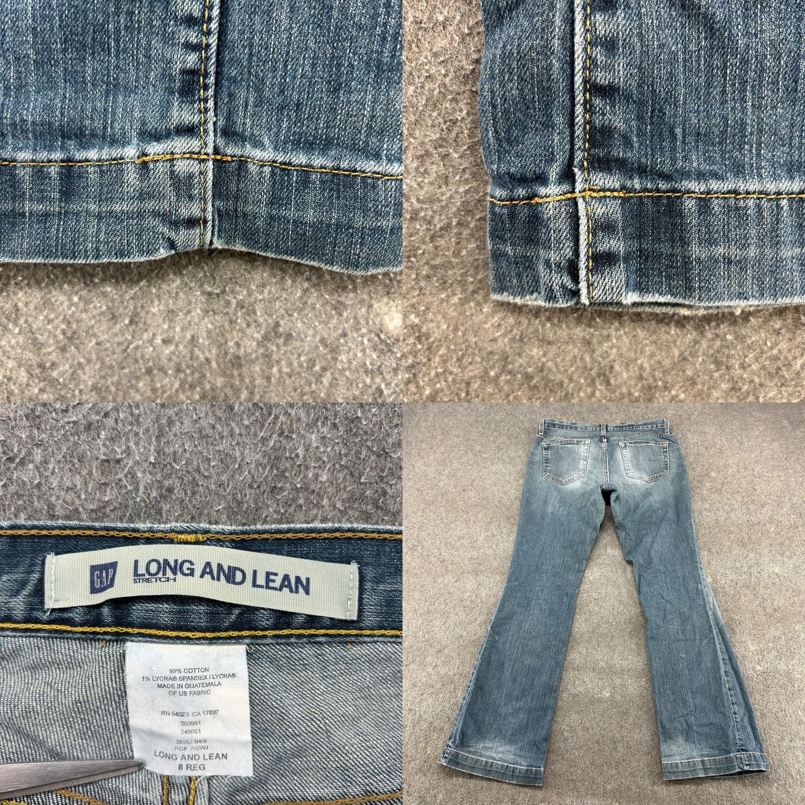 Gap VINTAGE Gap Jeans Womens 8 Blue Flare Long Lean Stretch Cotton Medium Wash Y2K Distressed 90s Retro 5-Pocket Denim Slimming Size 30" / US 8 / IT 44 - 8 Thumbnail