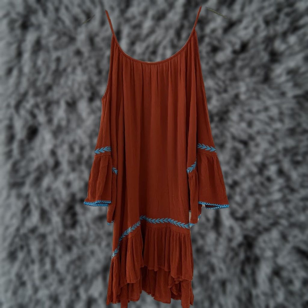 Vintage VINTAGE Women Umgee Tunic Dress Top Small Cold Shoulder Boho Orange UMGEE Blouse Shirt Mens? Size S / US 4 / IT 40 - 1 Thumbnail
