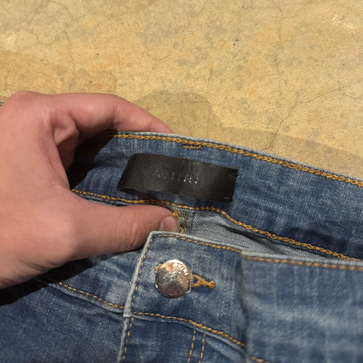 Amiri Amiri MX1 Thrasher Leather Biker Patch Faded Slim Jeans Size US 40 / EU 56 - 9 Thumbnail