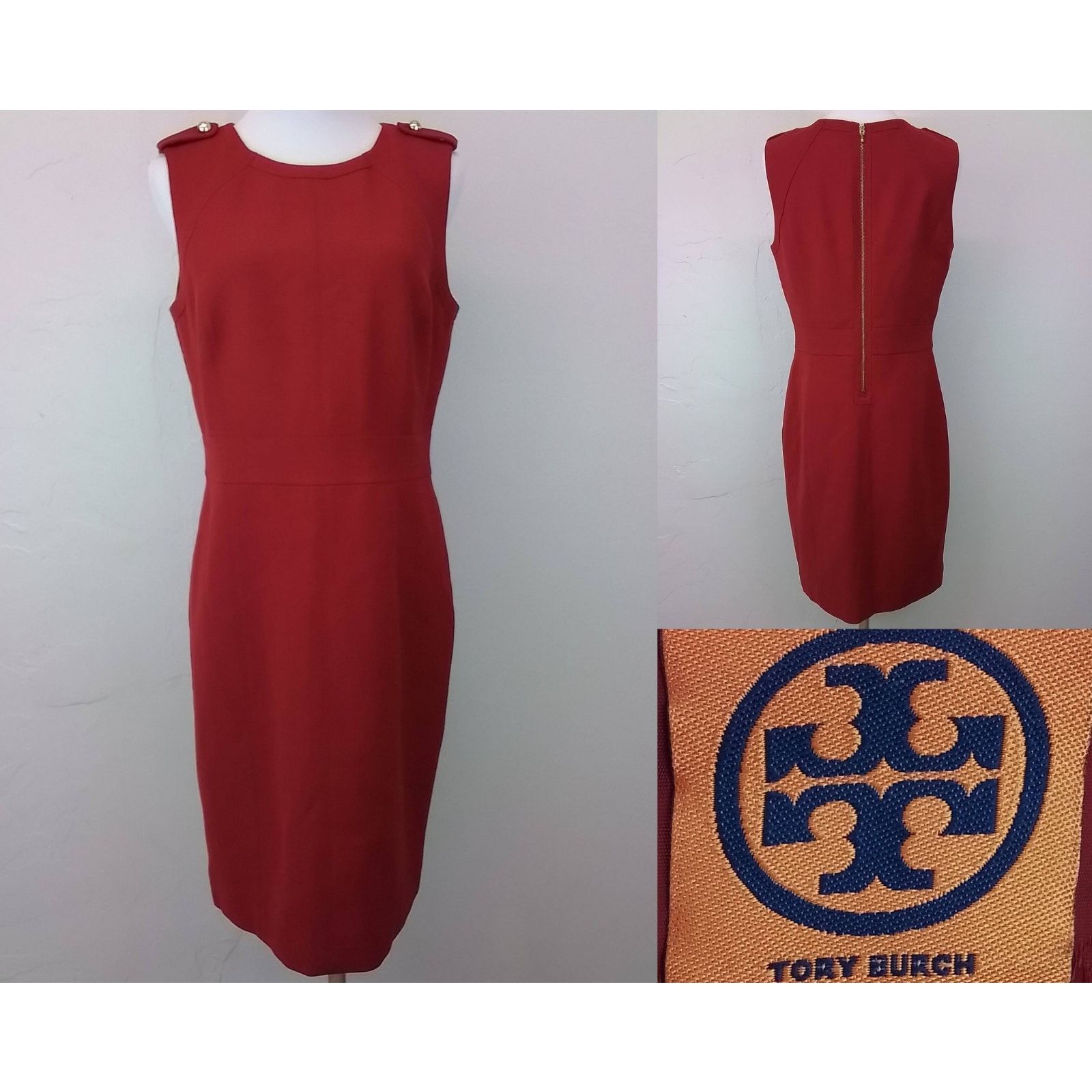 Tory Burch Tory Burch Sleeveless Pencil Dress Women's 8 Red Wool Blend Size M / US 6-8 / IT 42-44 - 1 Thumbnail