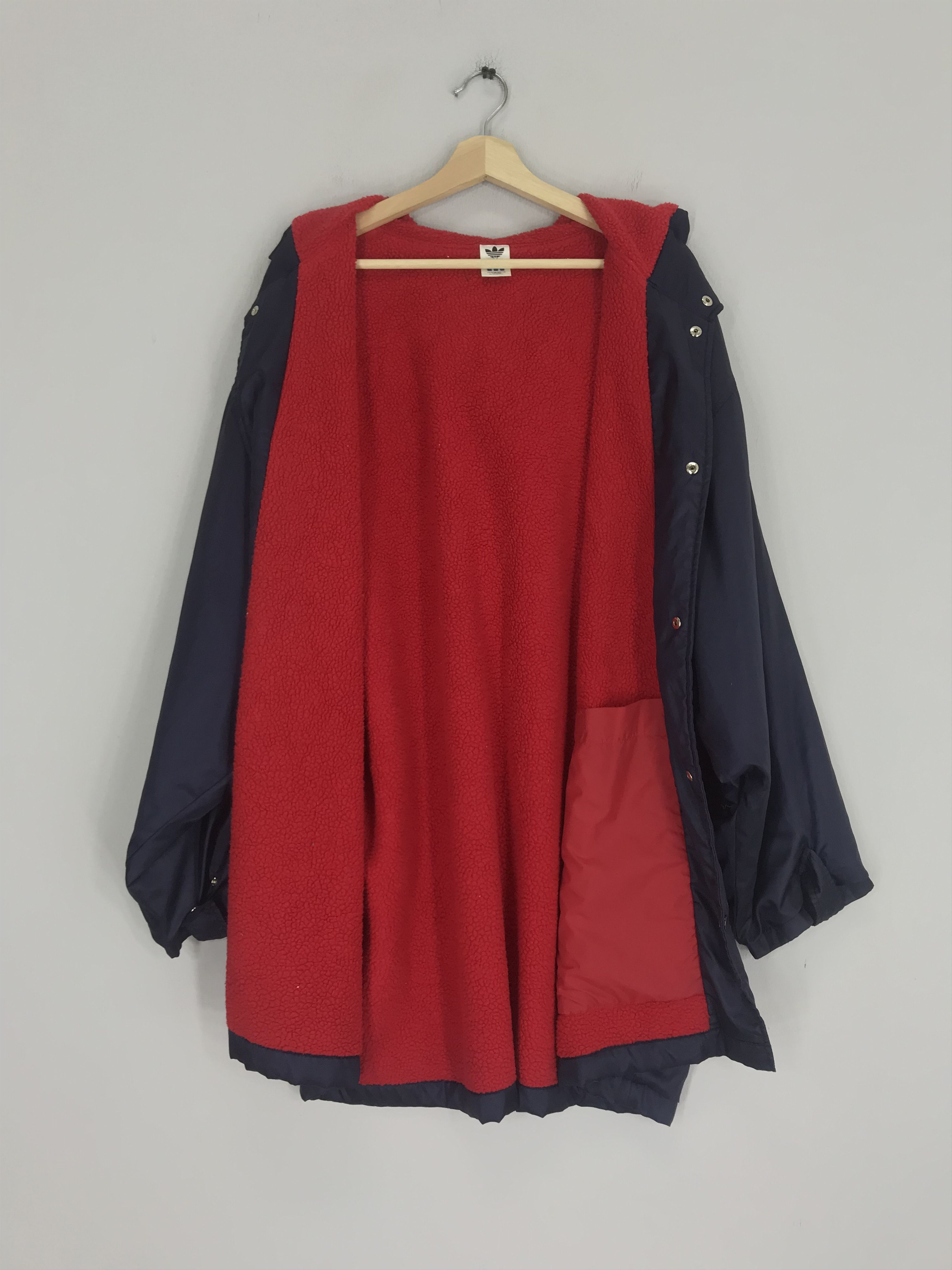 Adidas Vintage Adidas Trefoil Sherpa Long Jacket Hoodie Size US L / EU 52-54 / 3 - 3 Thumbnail