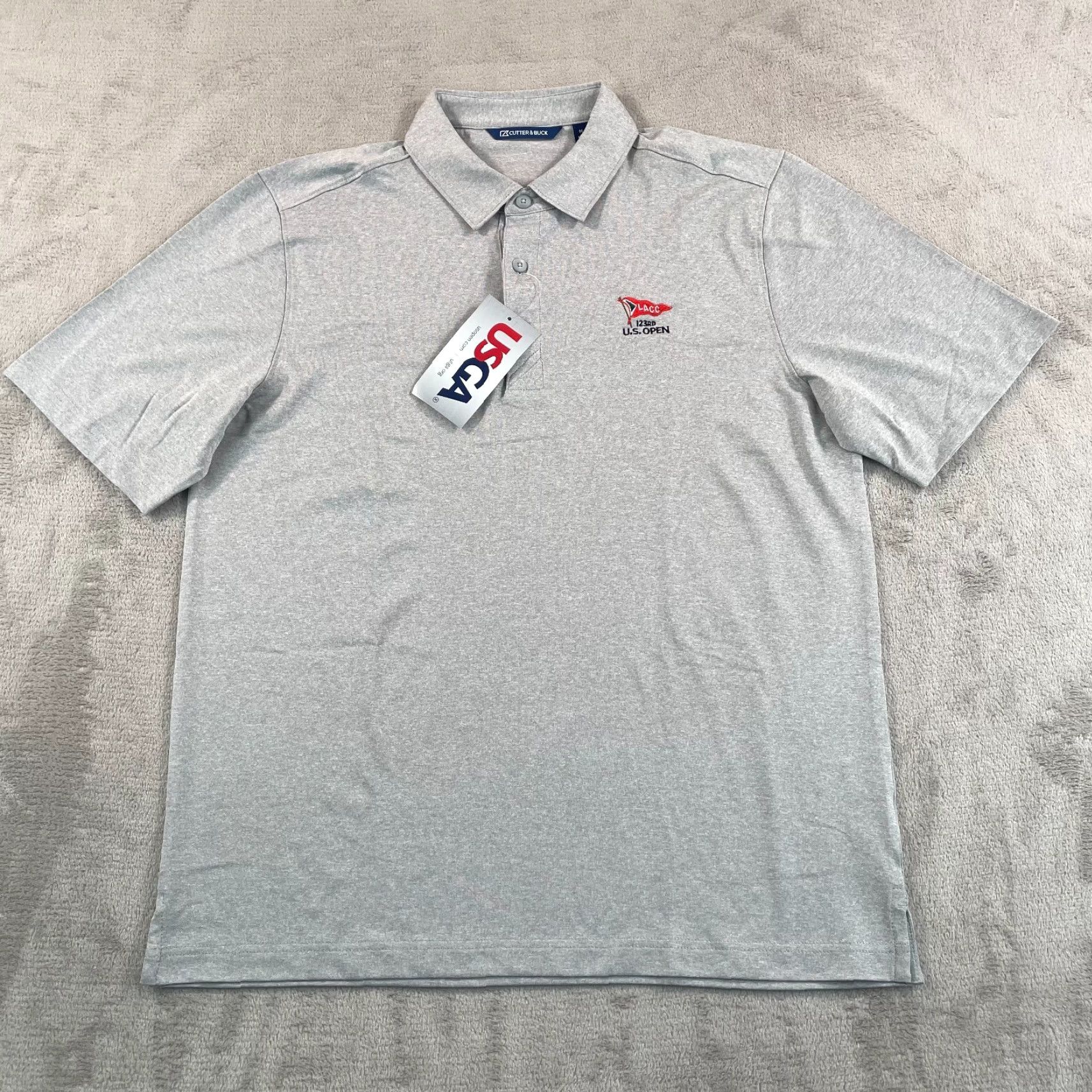 Cutter & Buck Cutter & Buck Polo Shirt Men M Grey U.S. Open LACC 123rd NWT Performance Short Sleeve Golf Size US M / EU 48-50 / 2 - 3 Thumbnail