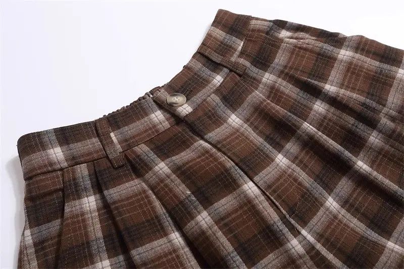 Japanese Brand × Vintage Retro brown drape plaid shorts Size US 30 / EU 46 - 5 Thumbnail