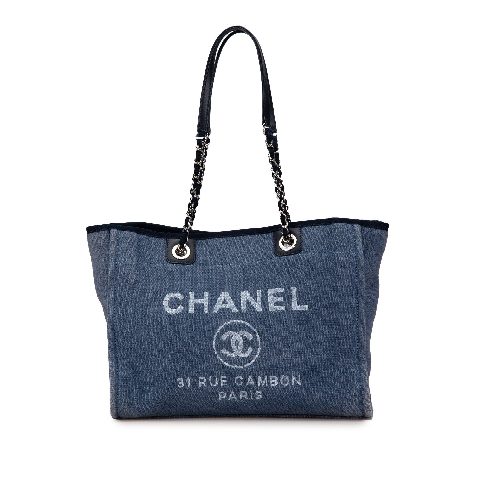 Chanel Chanel Small Canvas Deauville Tote Blue Size ONE SIZE - 1 Thumbnail