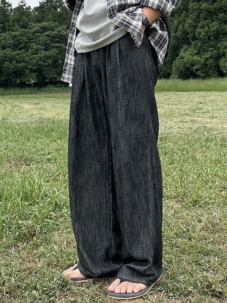 Japanese Brand × Jean Retro casual loose wide leg straight leg jeans Size US 32 / EU 48 - 1 Thumbnail
