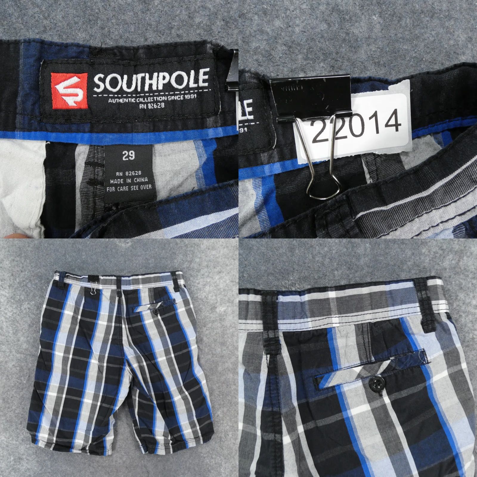 Southpole Southpole Shorts Mens 29 Chino Flat Front Navy Black Plaid Size US 29 - 9 Thumbnail