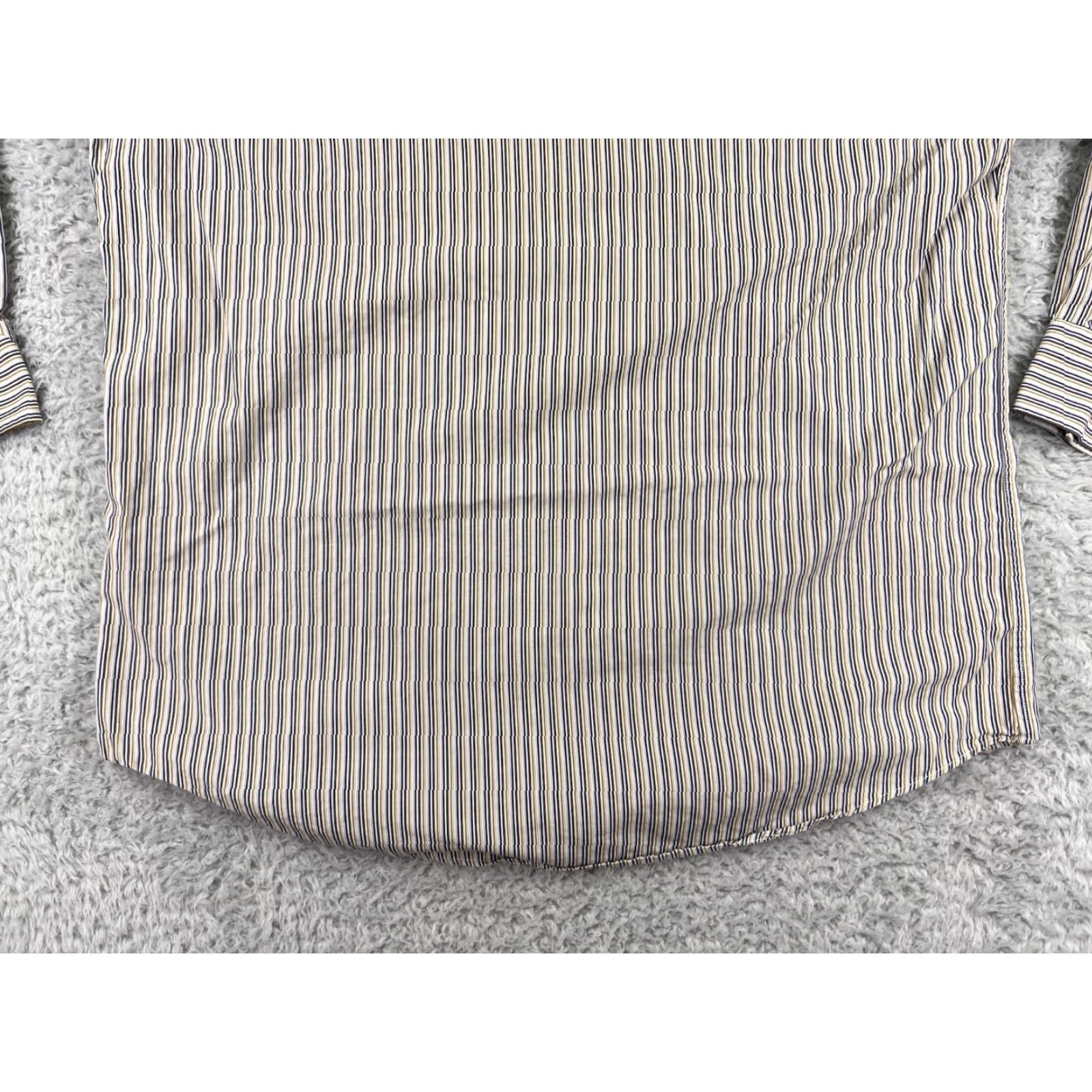 Kenneth Cole Kenneth Cole Mens Dress Shirt 16.5 Beige Vertical Striped Cotton Button-Up Long Sleeve Regular Fit Size US L / EU 52-54 / 3 - 7 Thumbnail