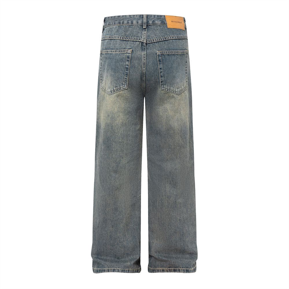Japanese Brand × Jean Retro washed trendy distressed loose versatile jeans Size US 34 / EU 50 - 2 Thumbnail