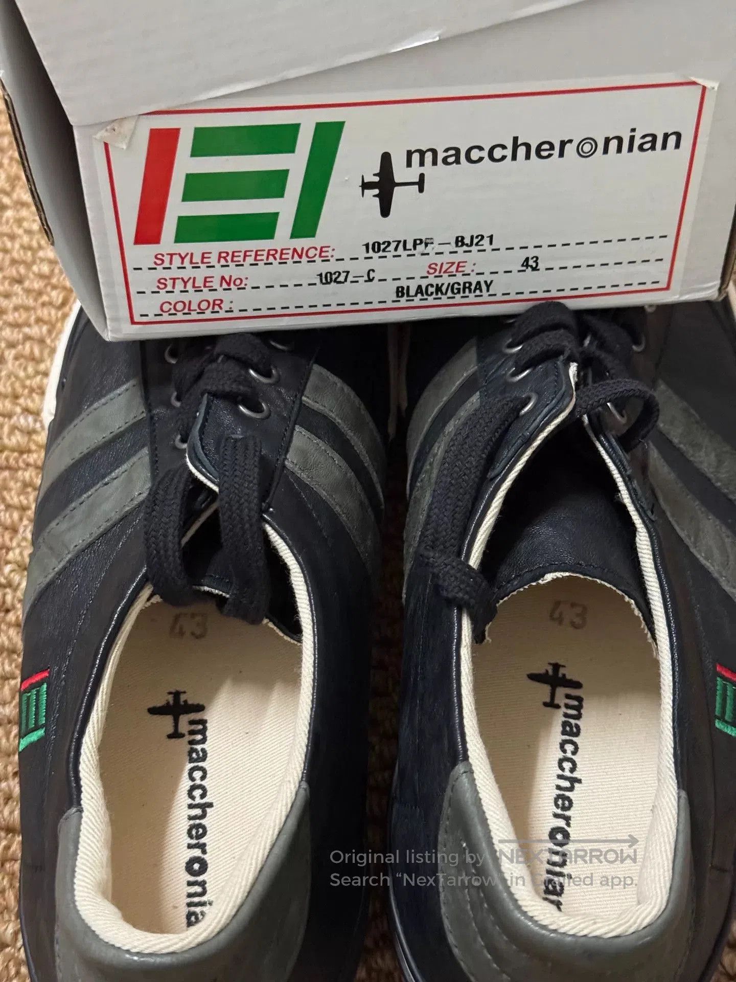 Japanese Brand Macaronian Leather Low-Top Sneakers. Size US 10 / EU 43 - 6 Thumbnail