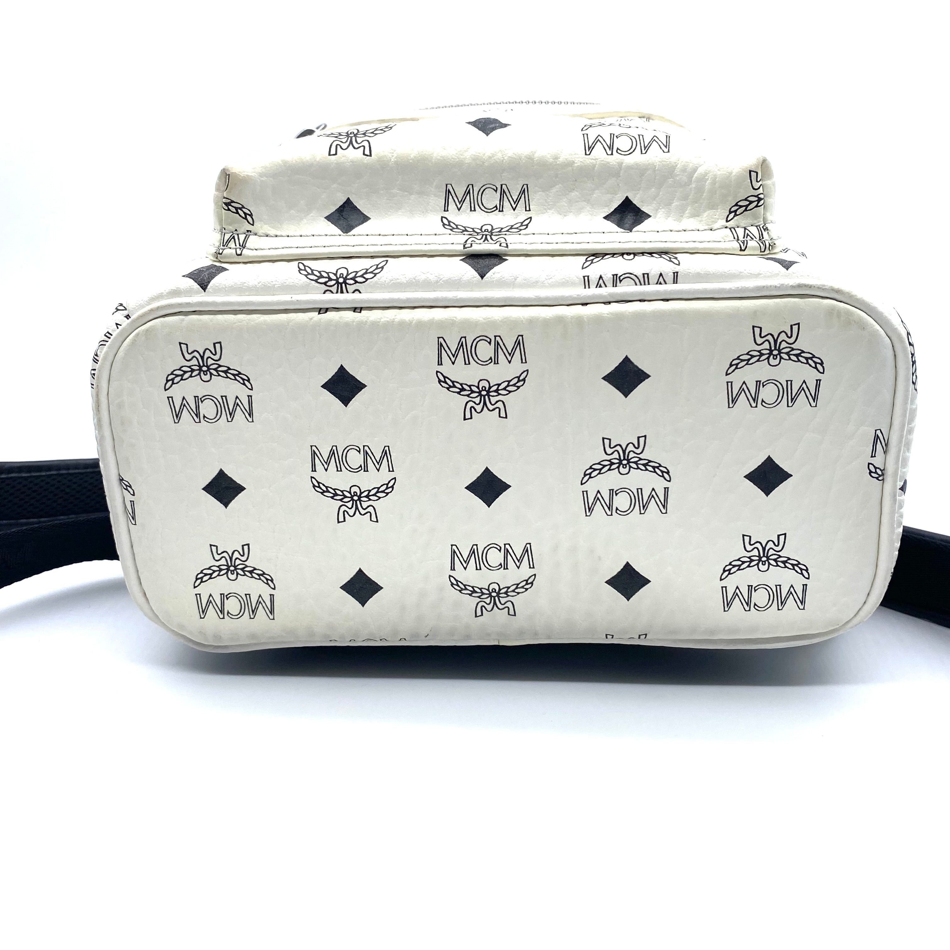 MCM MCM Visetos Side Studs Backpack White MINI Size ONE SIZE - 3 Thumbnail
