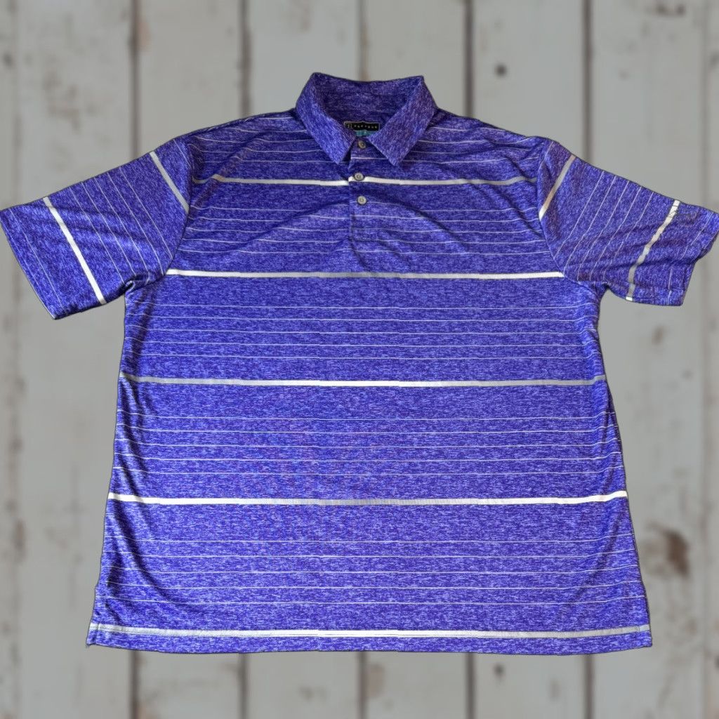 PGA Tour PGA TOUR Polo Shirt Mens XL Purple White Striped Short Sleeve Polo Golf Shirt Size US XL / EU 56 / 4 - 1 Thumbnail